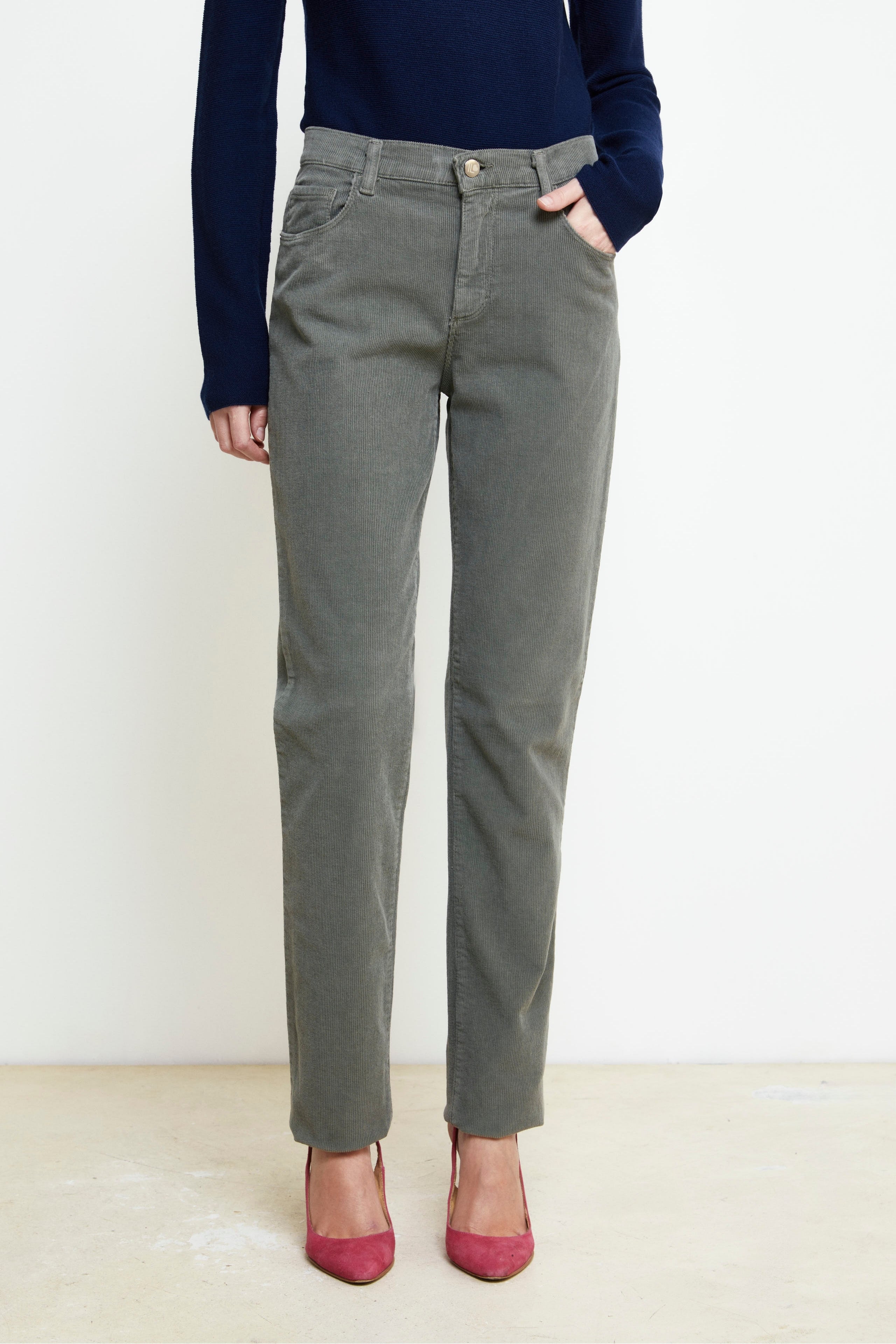 Five-Pocket Corduroy Trousers - SAGE GREEN