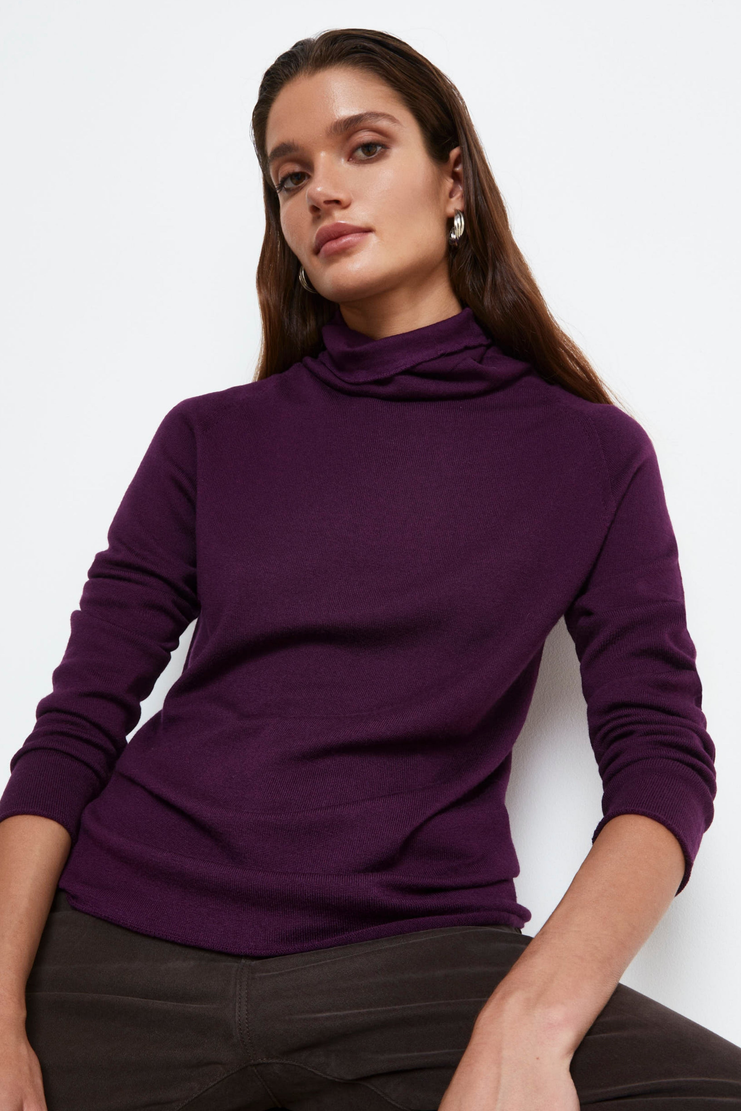 Maglia Collo Morbido in Lana Merino - VINO