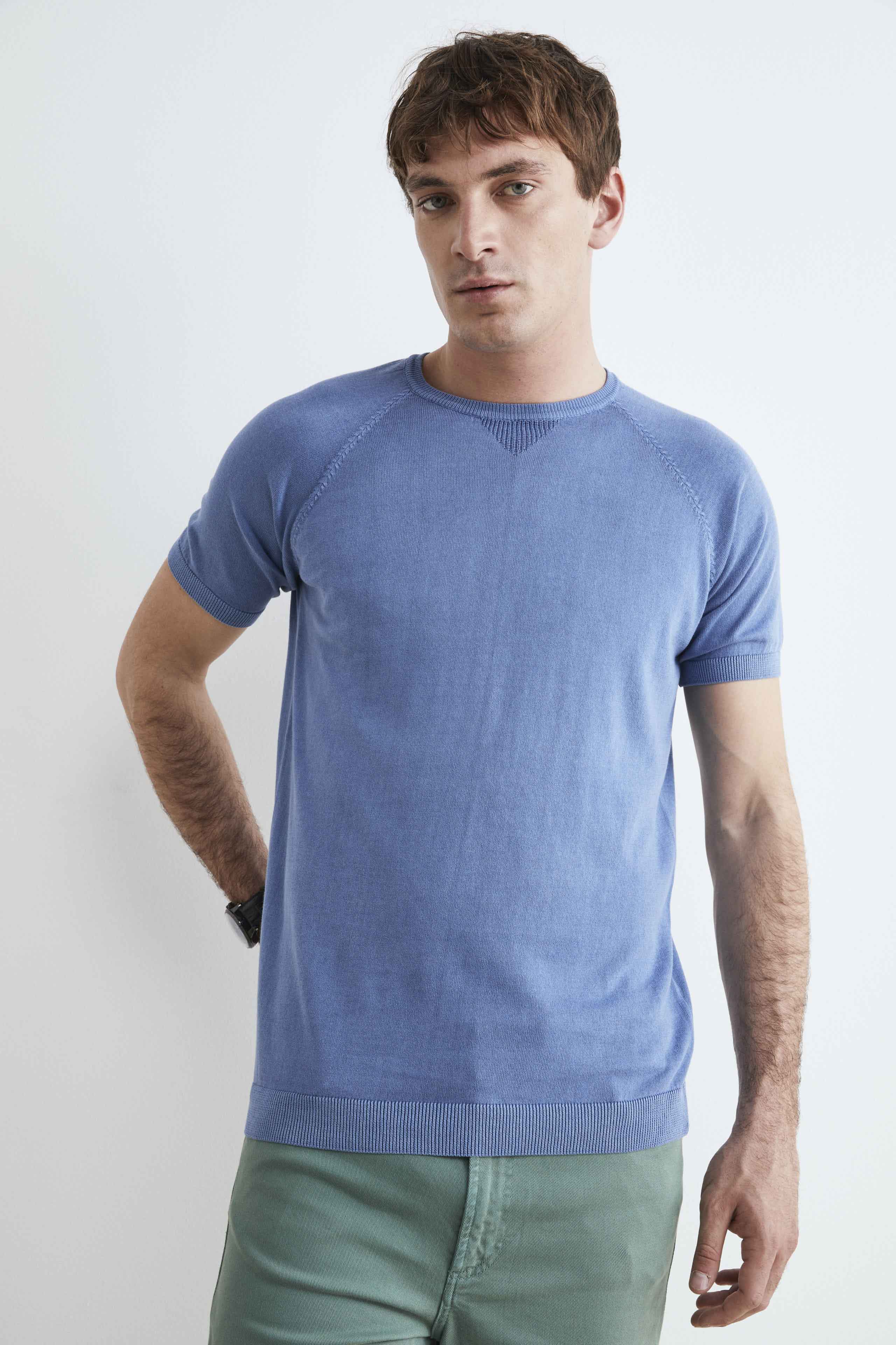 Plain round-neck T-shirt - Air force blue