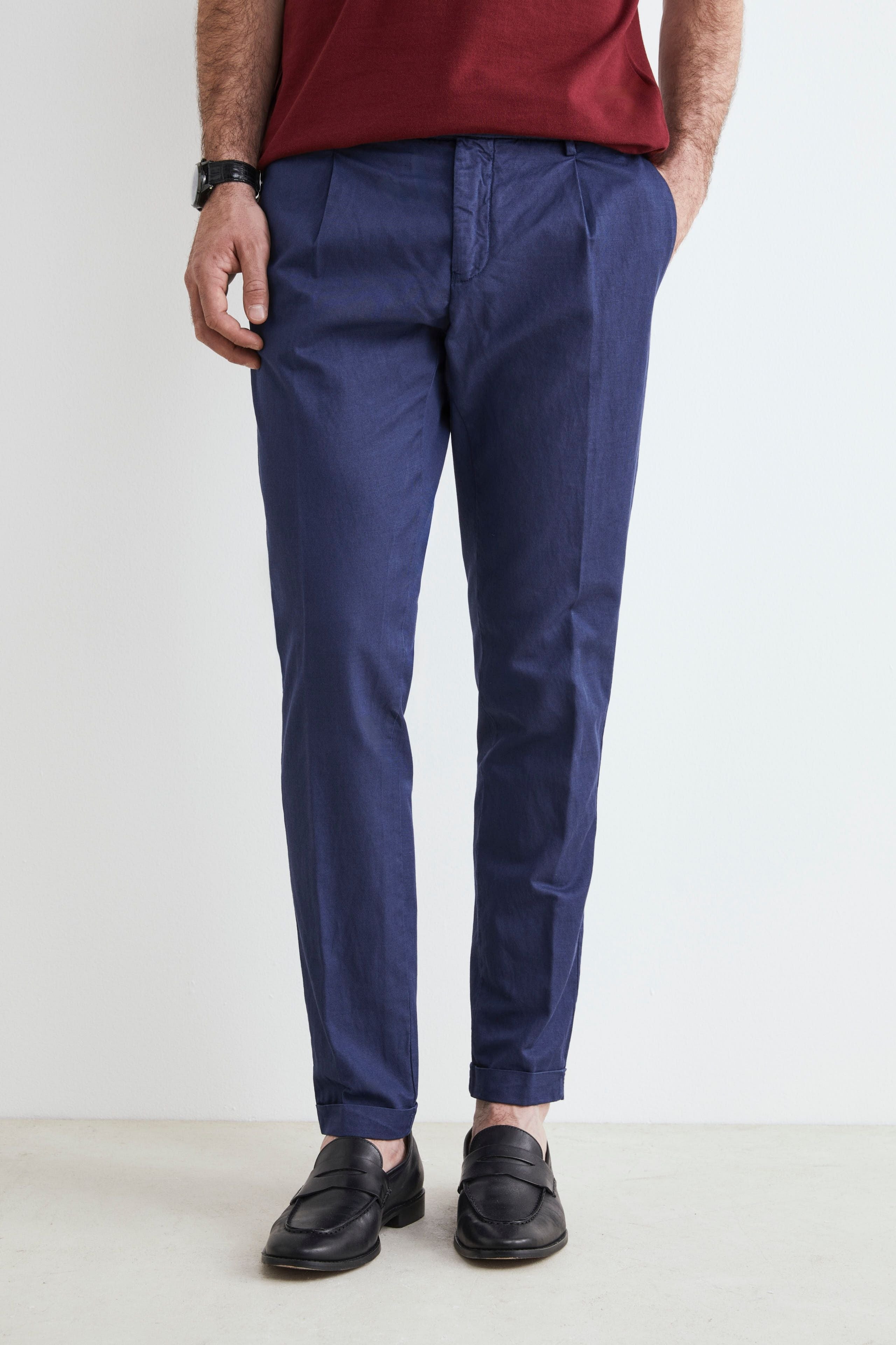 Men’s pleated trousers - Medium blue