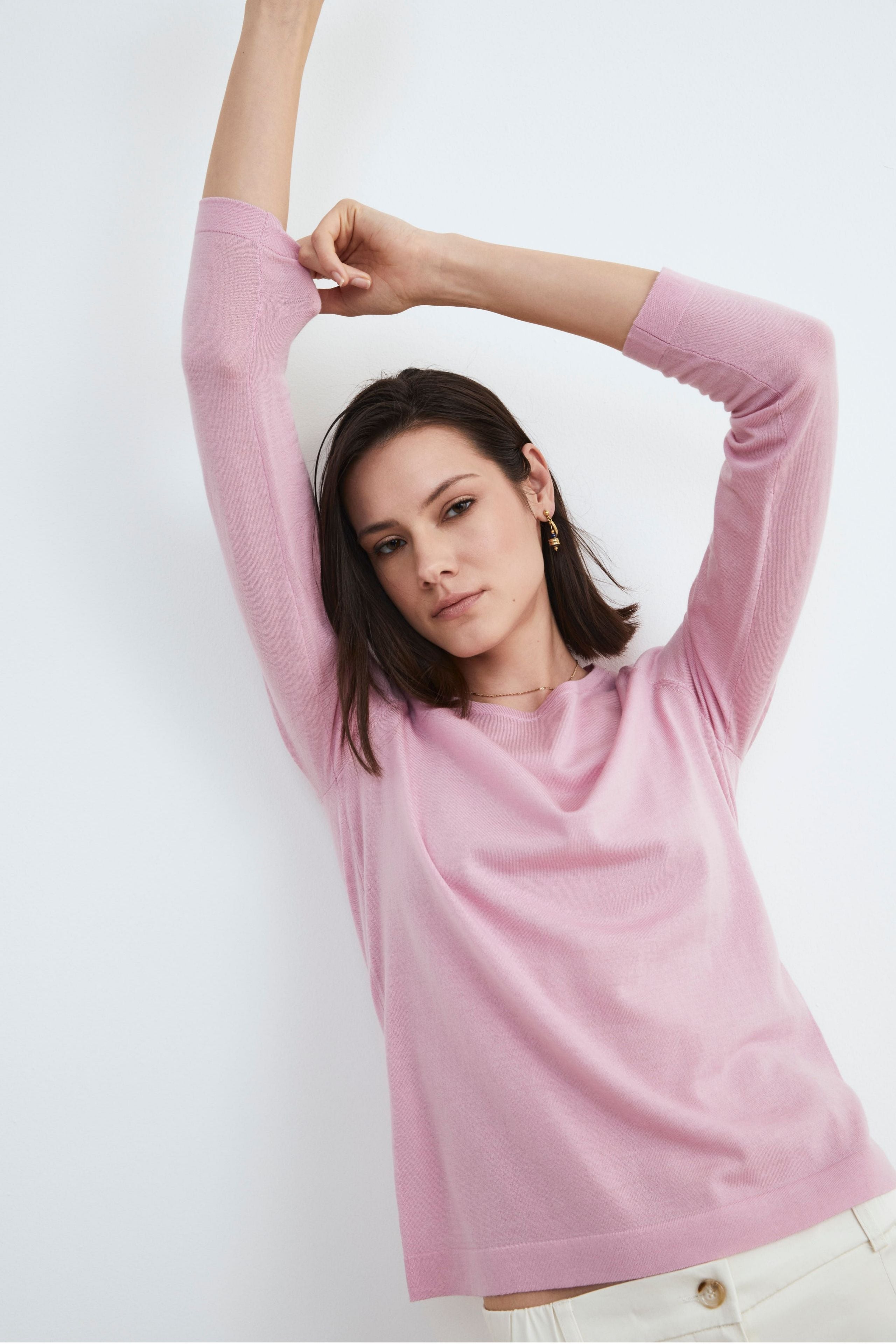 Maglia donna girocollo - ROSA ANTICO