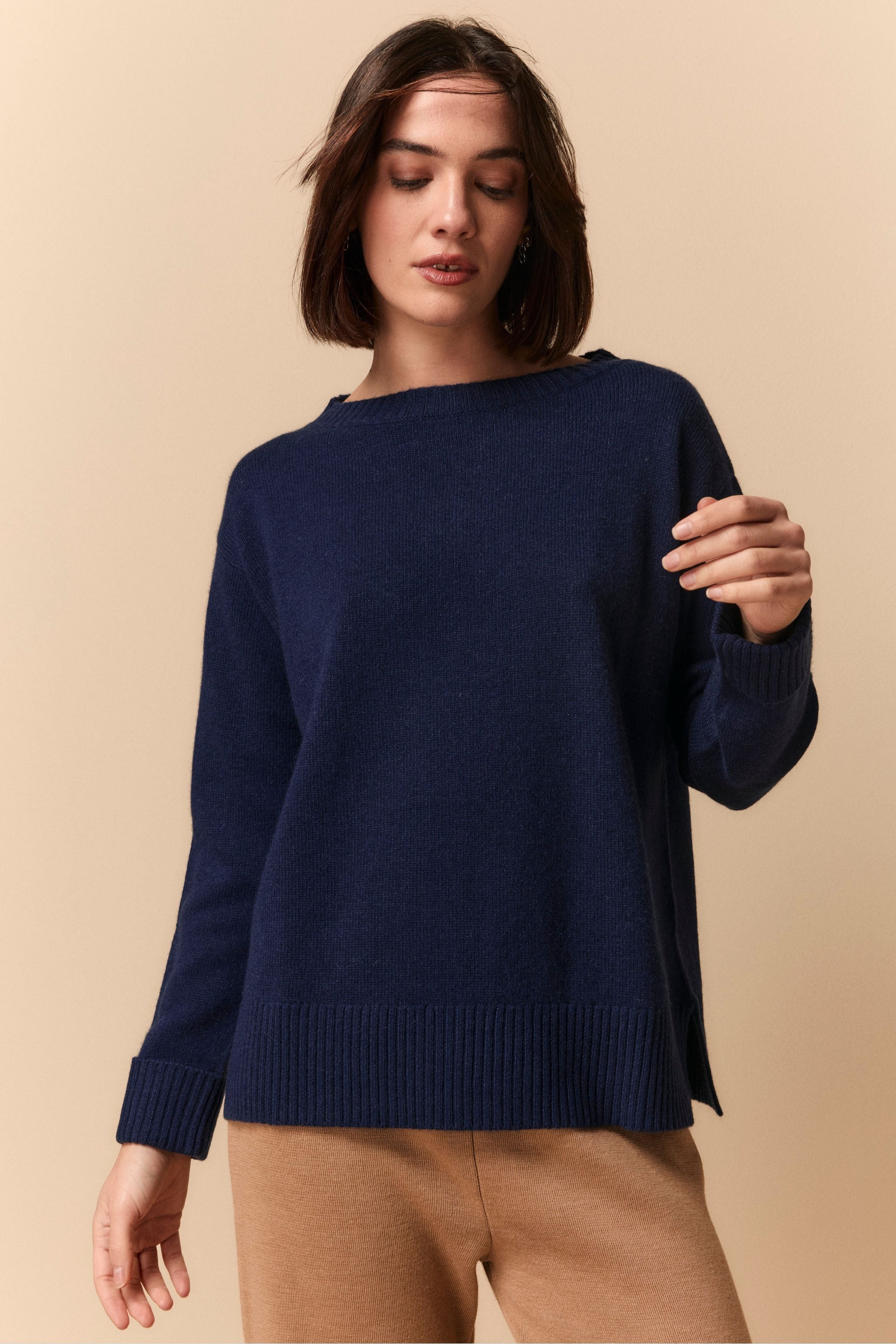 Maglia Barchetta in Cashmere - BLU