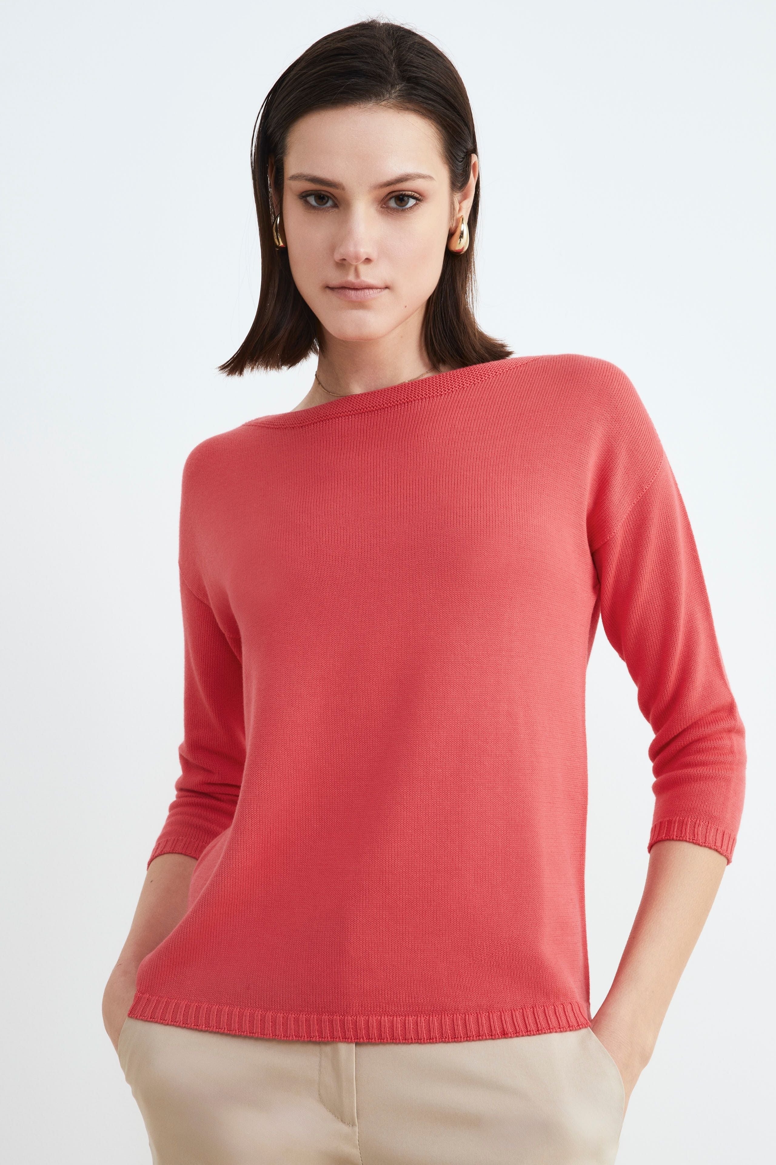 Colored cotton shirt - Coral pink