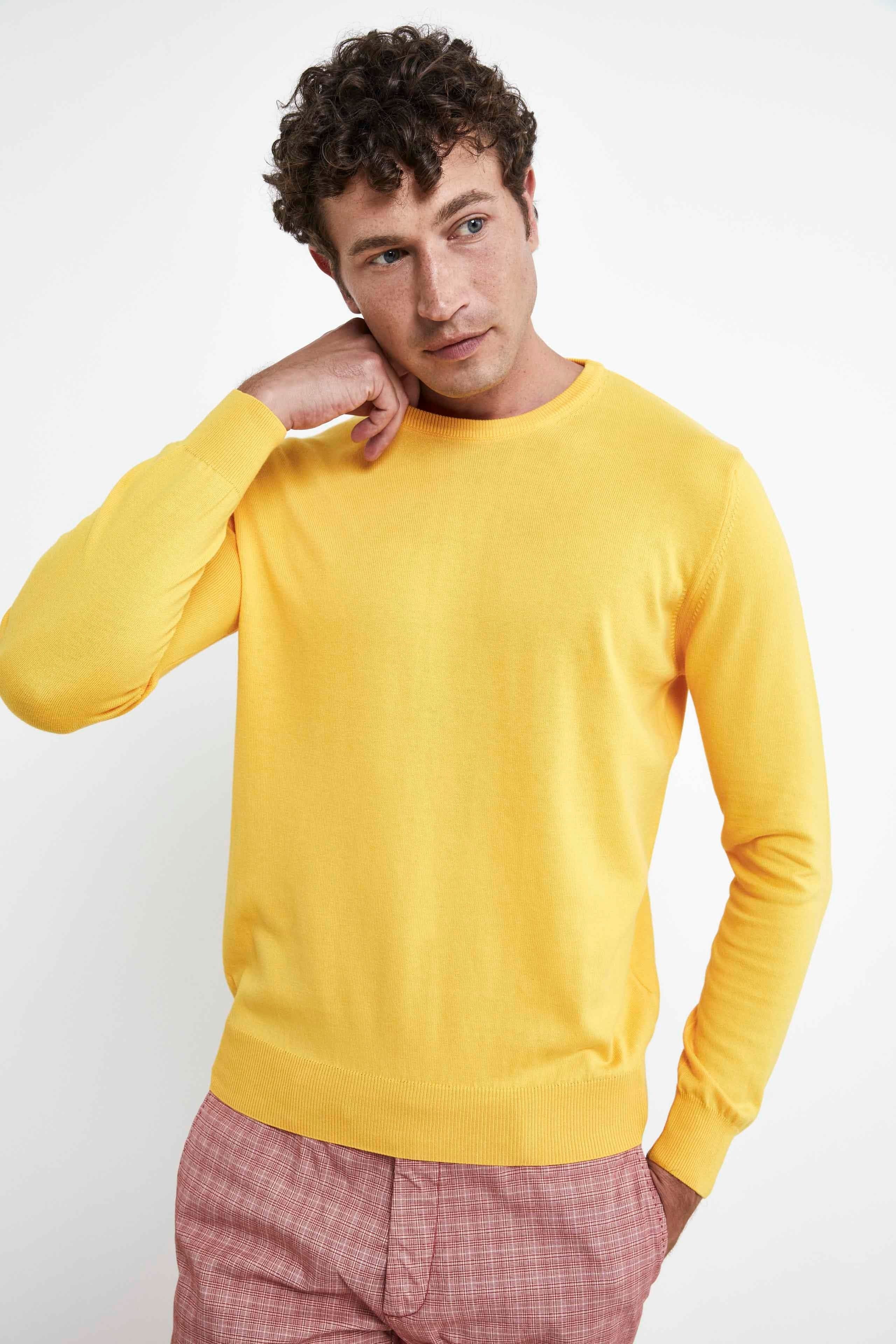 Maglia girocollo in cotone - GIALLO