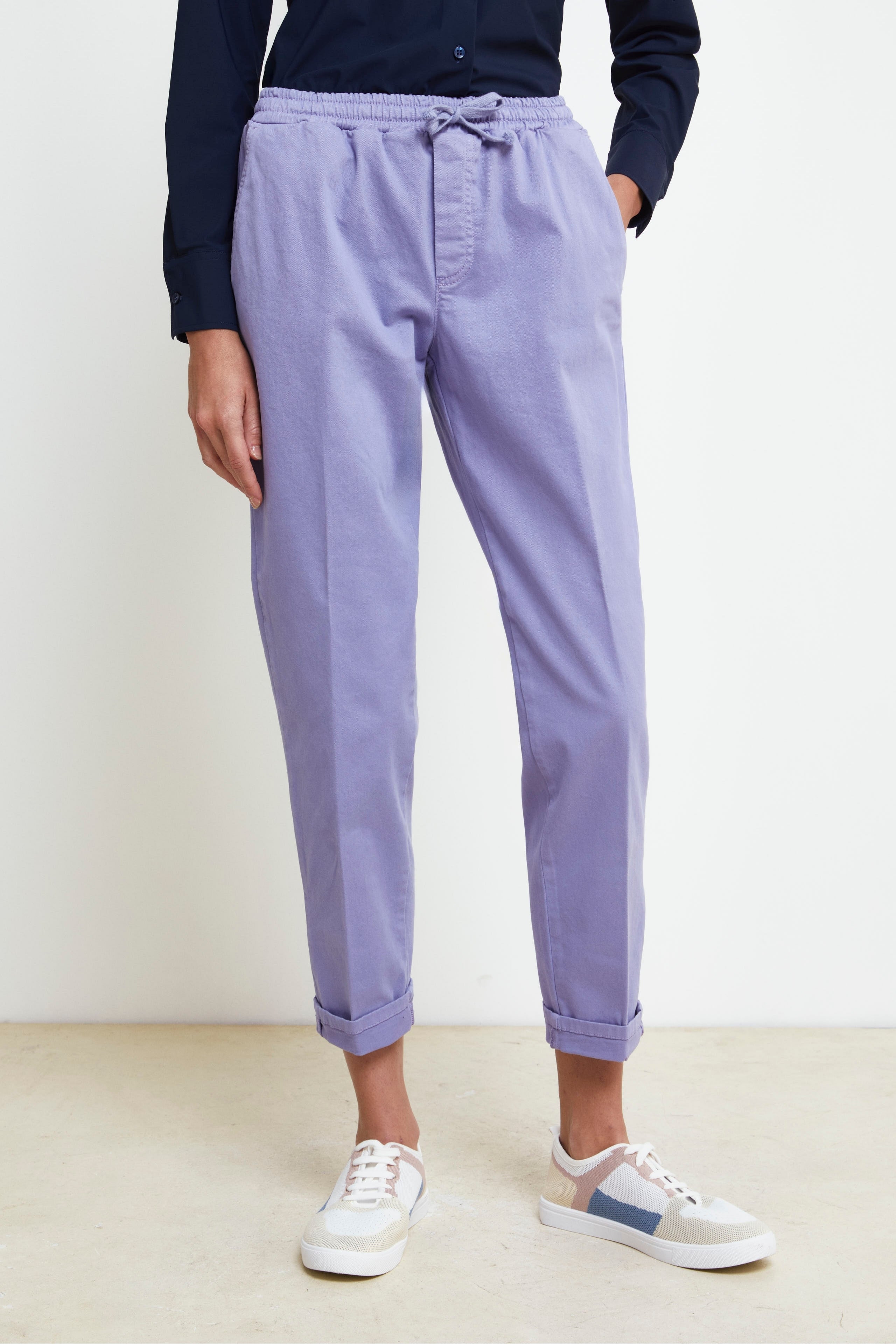 Drawstring Gabardine Trousers - Lilac