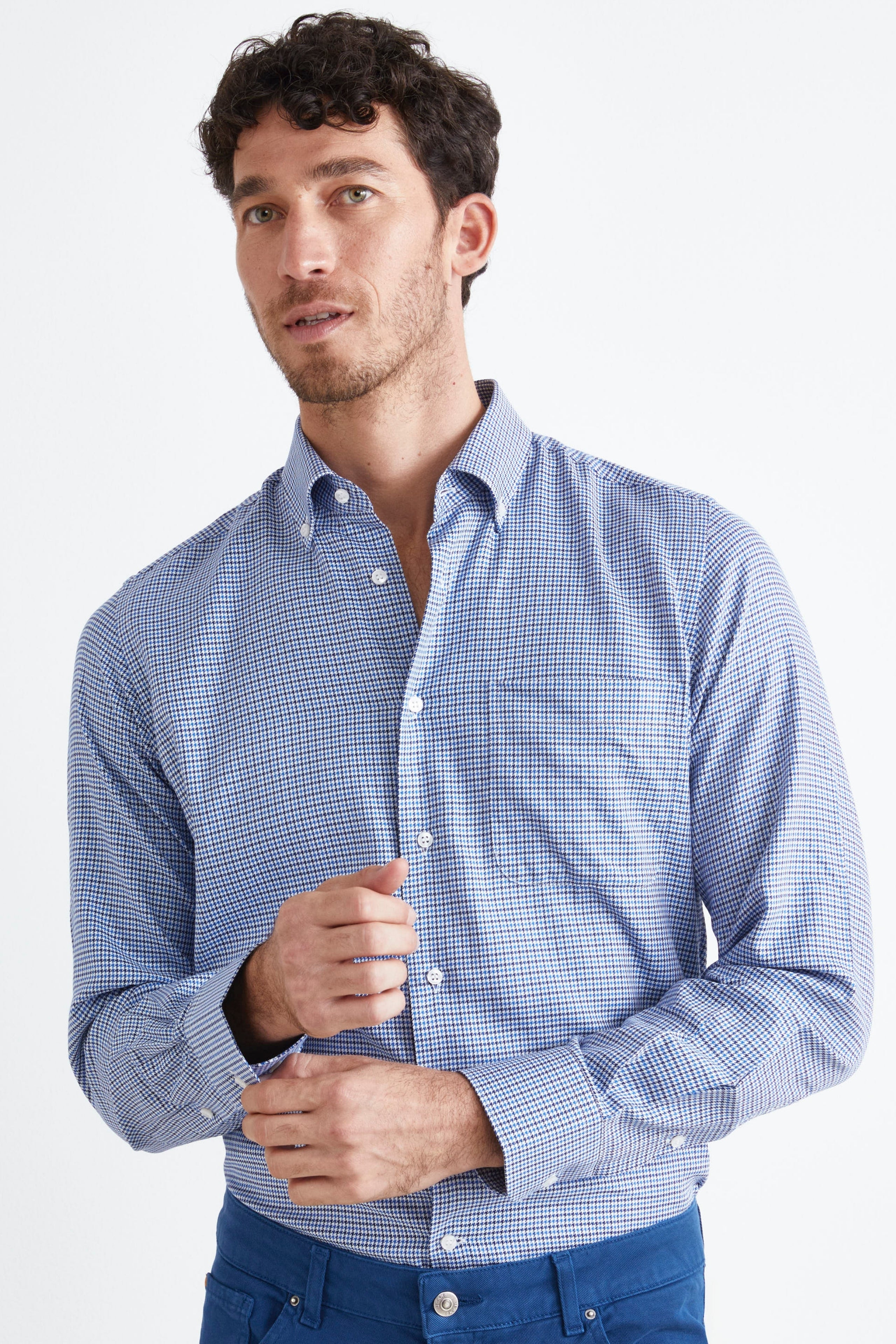 Camicia Fantasia Regular Fit con Taschino - P/POULE BLU