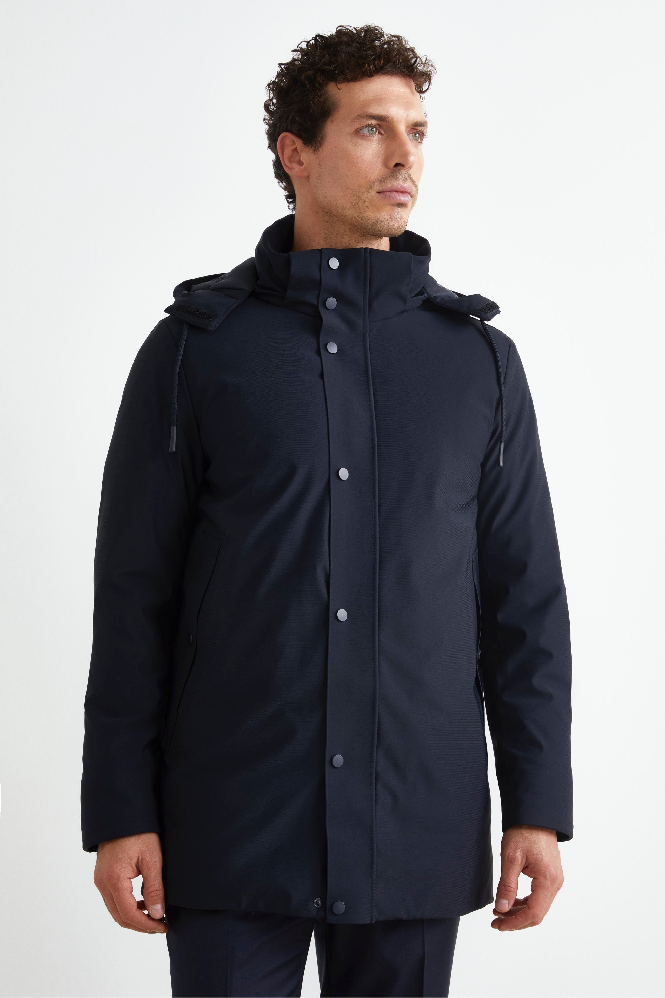 Winter Coat with Removable Hood - Blue