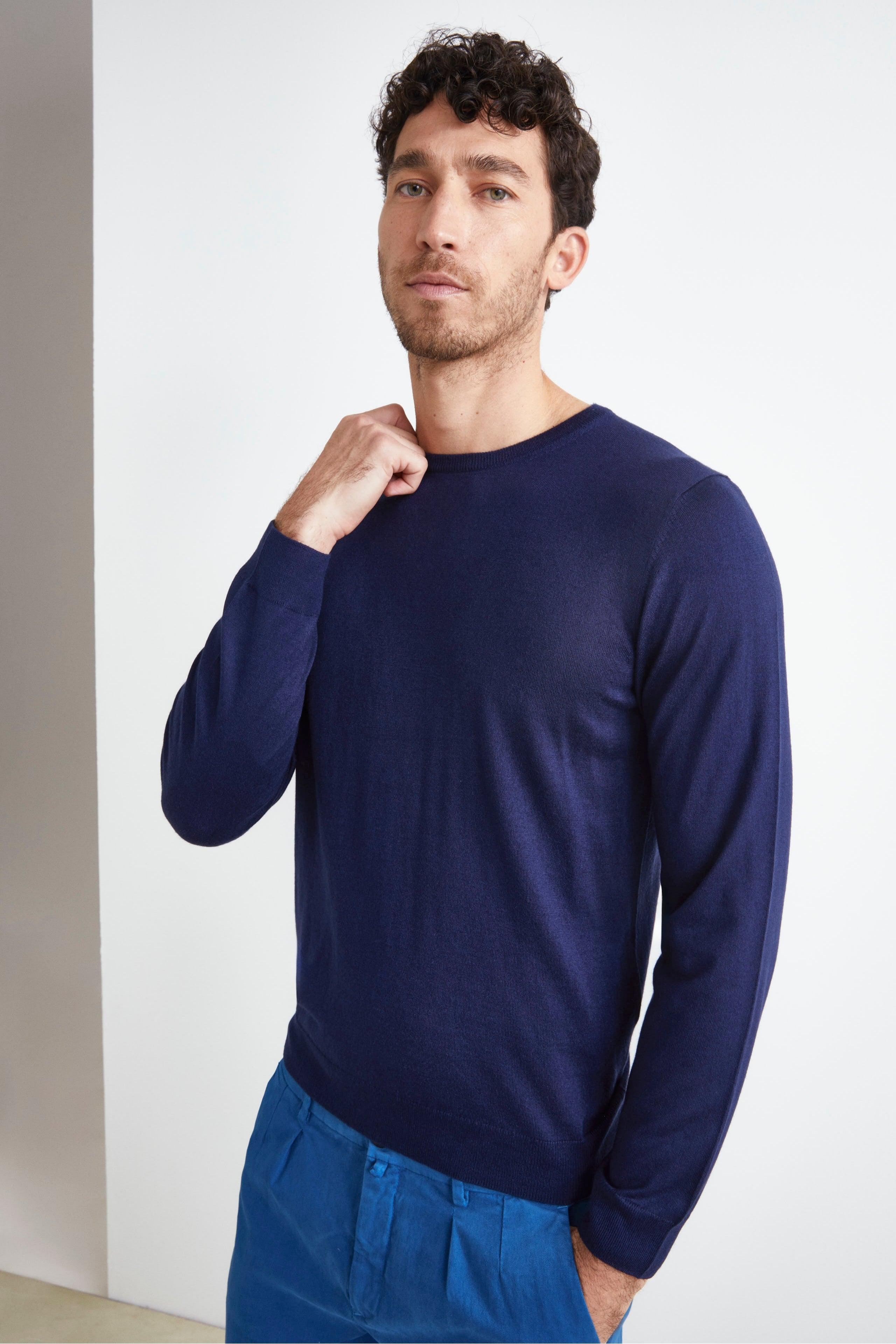 Maglia extrafine in seta e cashmere - BLU NOTTE