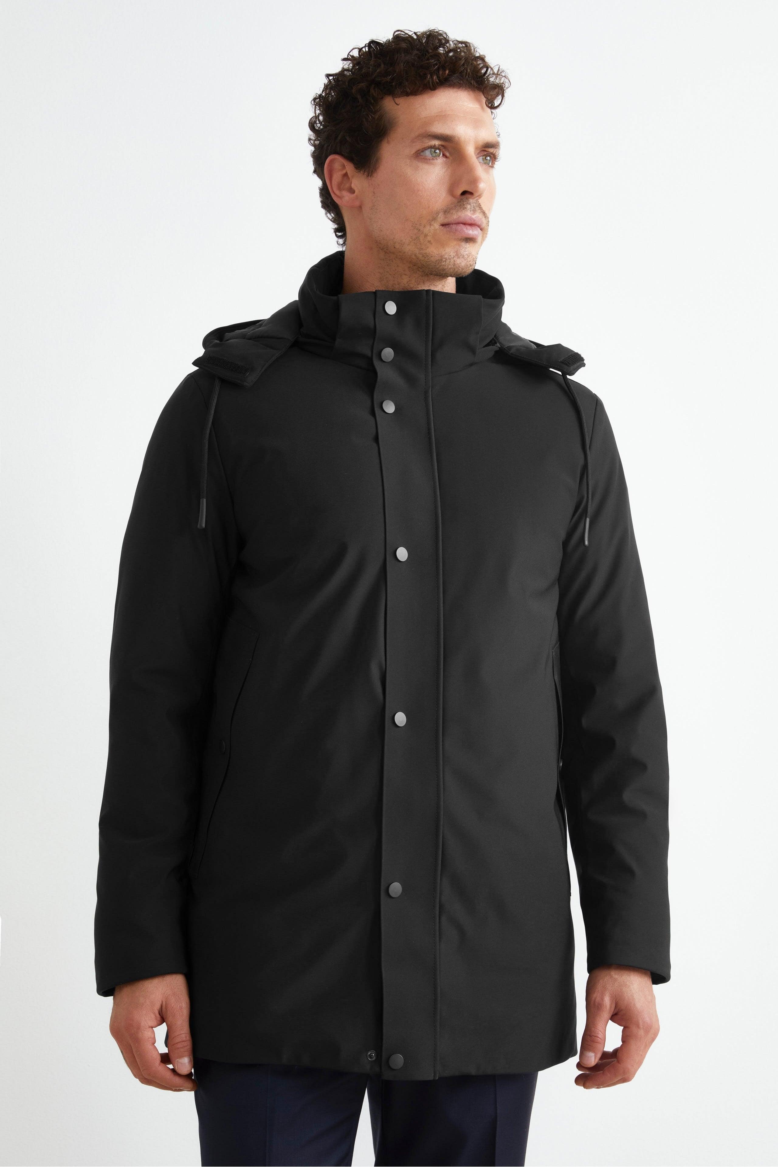 Winterjacke mit abnehmbarem Kapuze - Schwarz