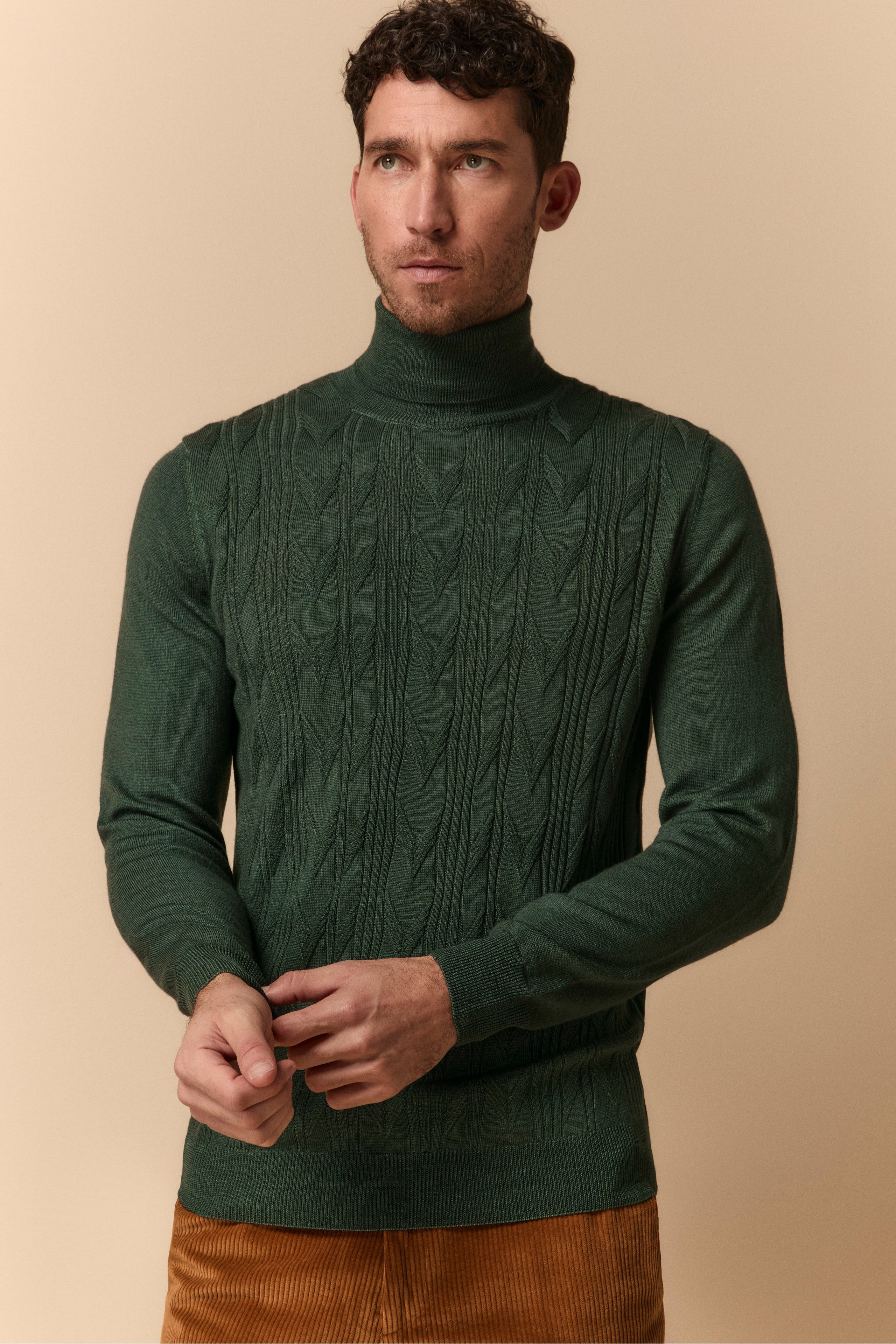 Dolcevita Lavorato in Lana Merino - VERDE MILITARE