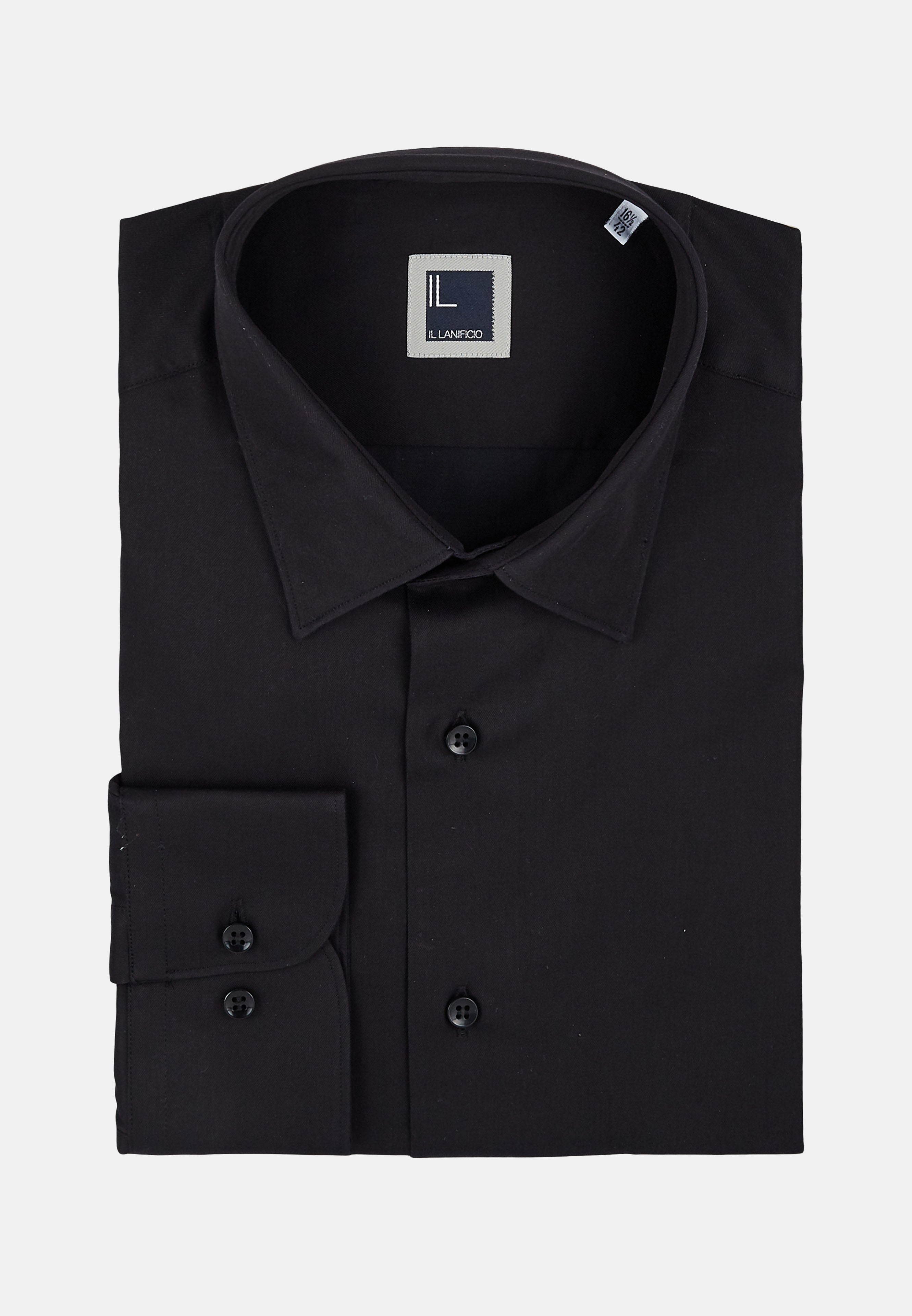 Camicia twill collo classico - NERO