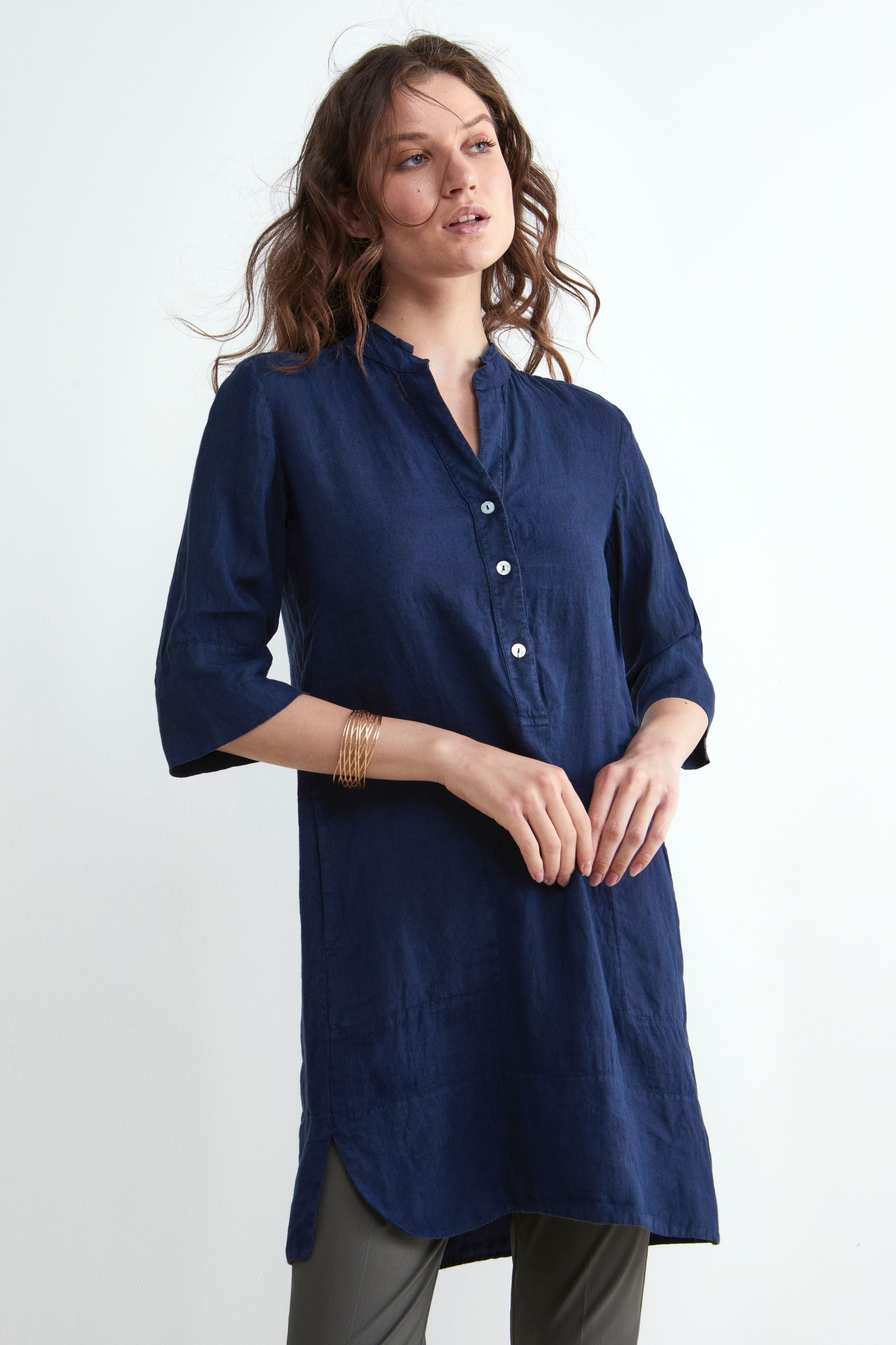 Soft Linen Dress - Blue