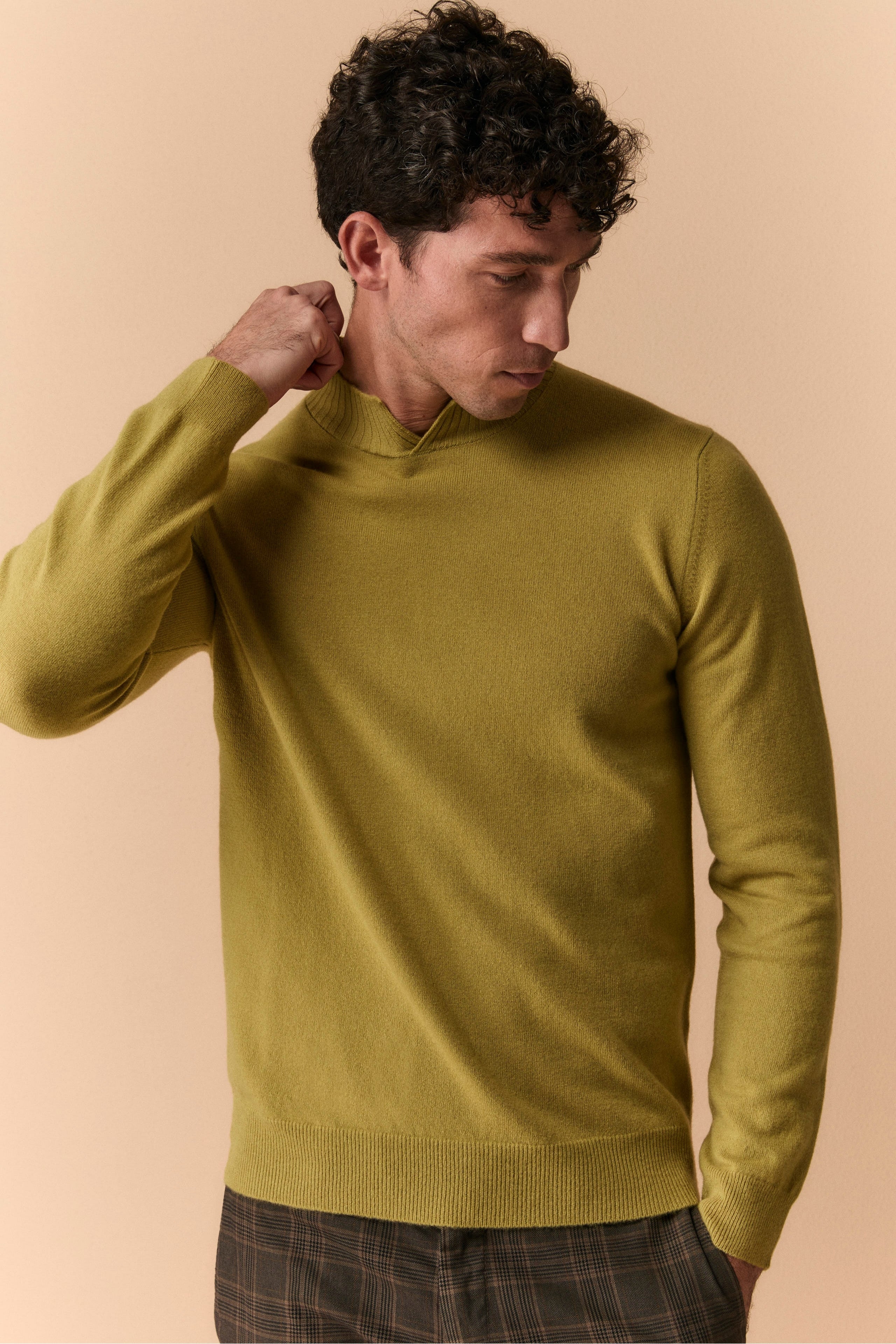 Lupetto con Spacco in Lana e Cashmere - LIME