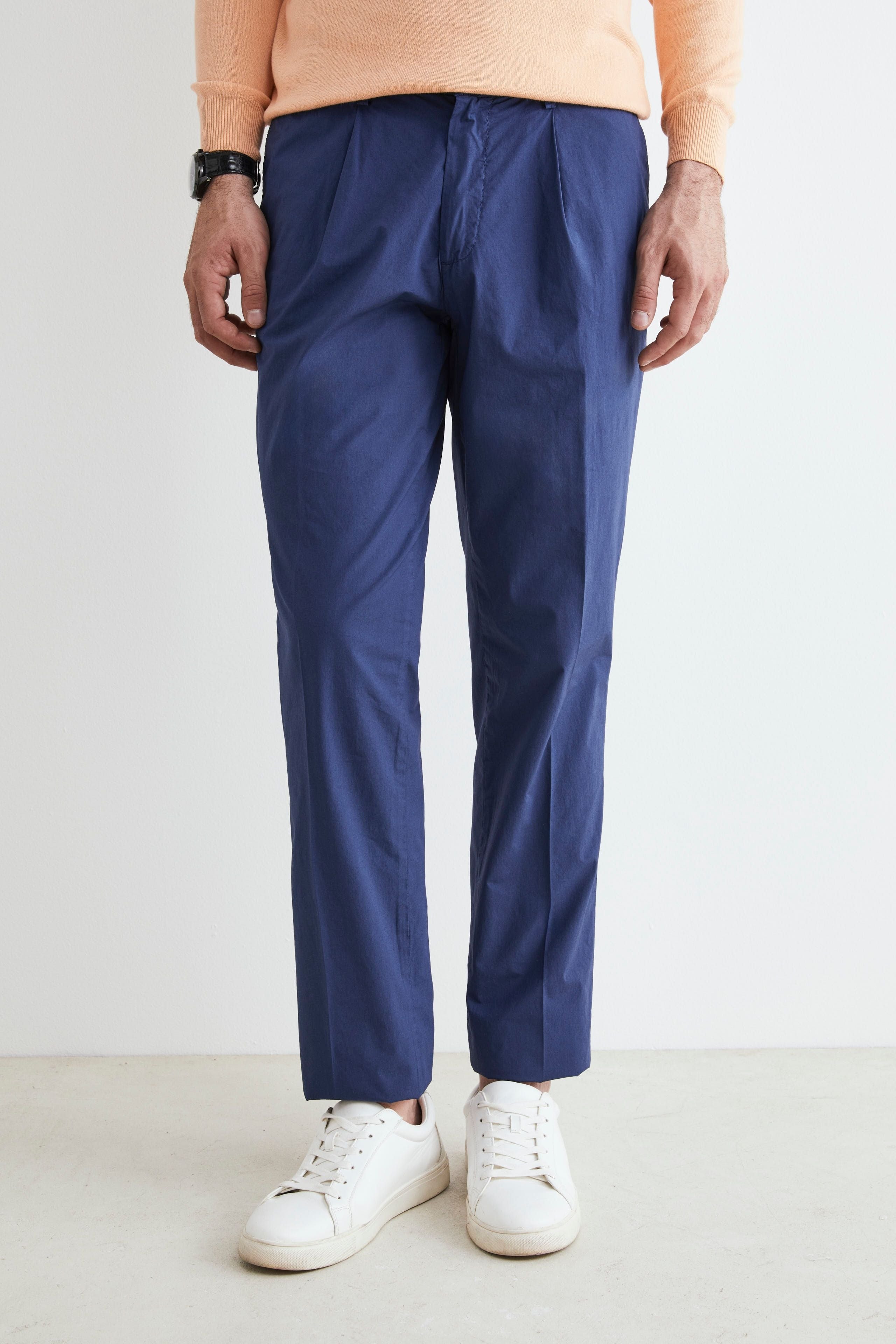 Lightweight cotton trousers - Medium blue