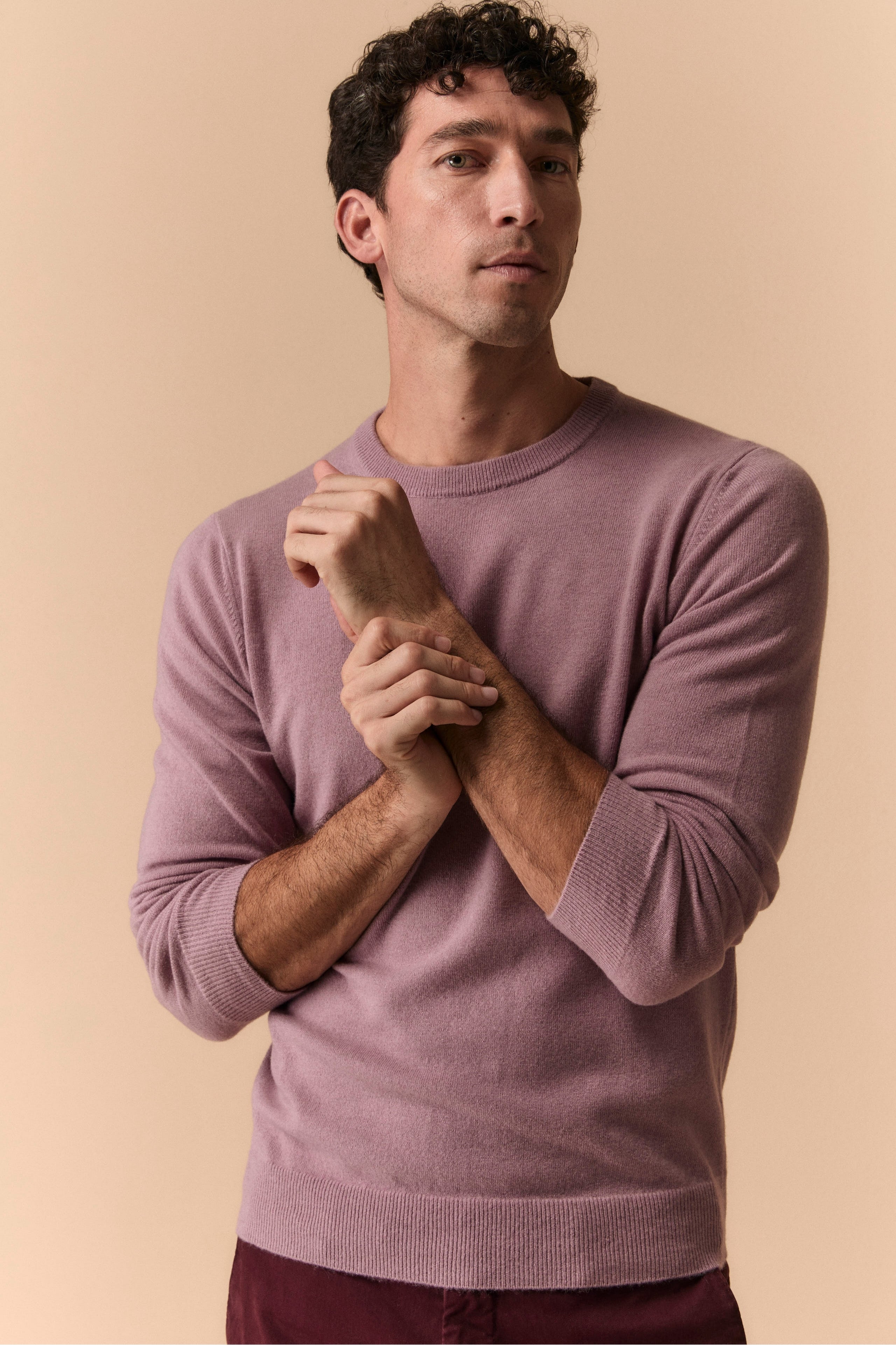 Maglia girocollo in lana - MAUVE