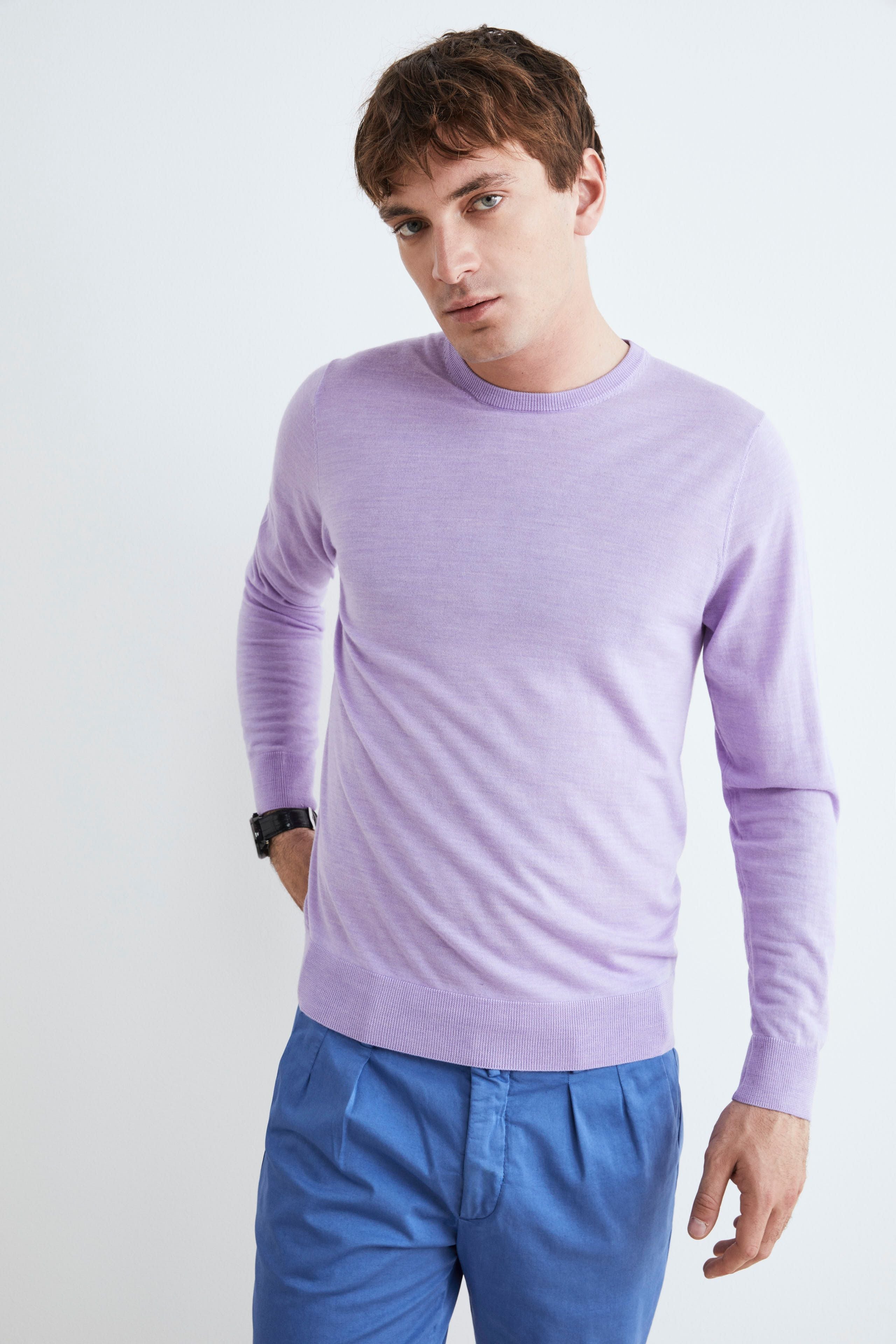 Wool crew-neck sweater - Wisteria purple