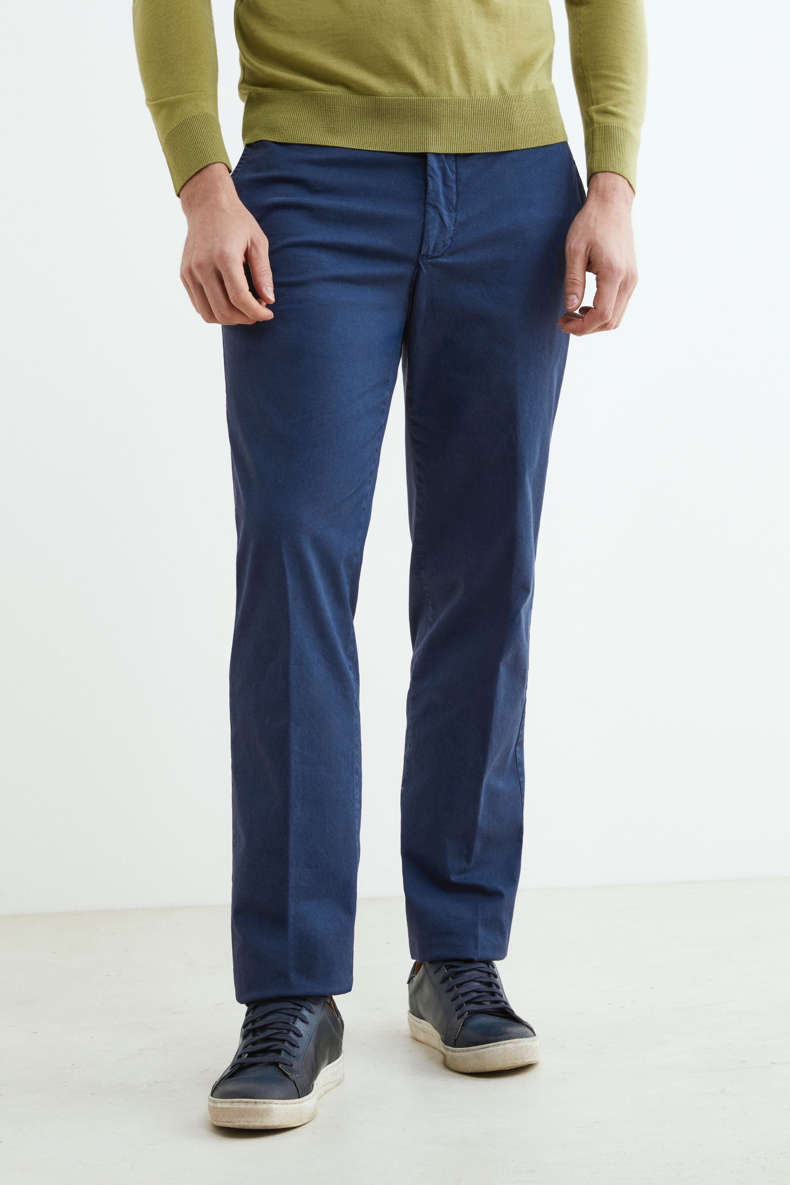 Pantalone slim in cotone - BLU APERTO