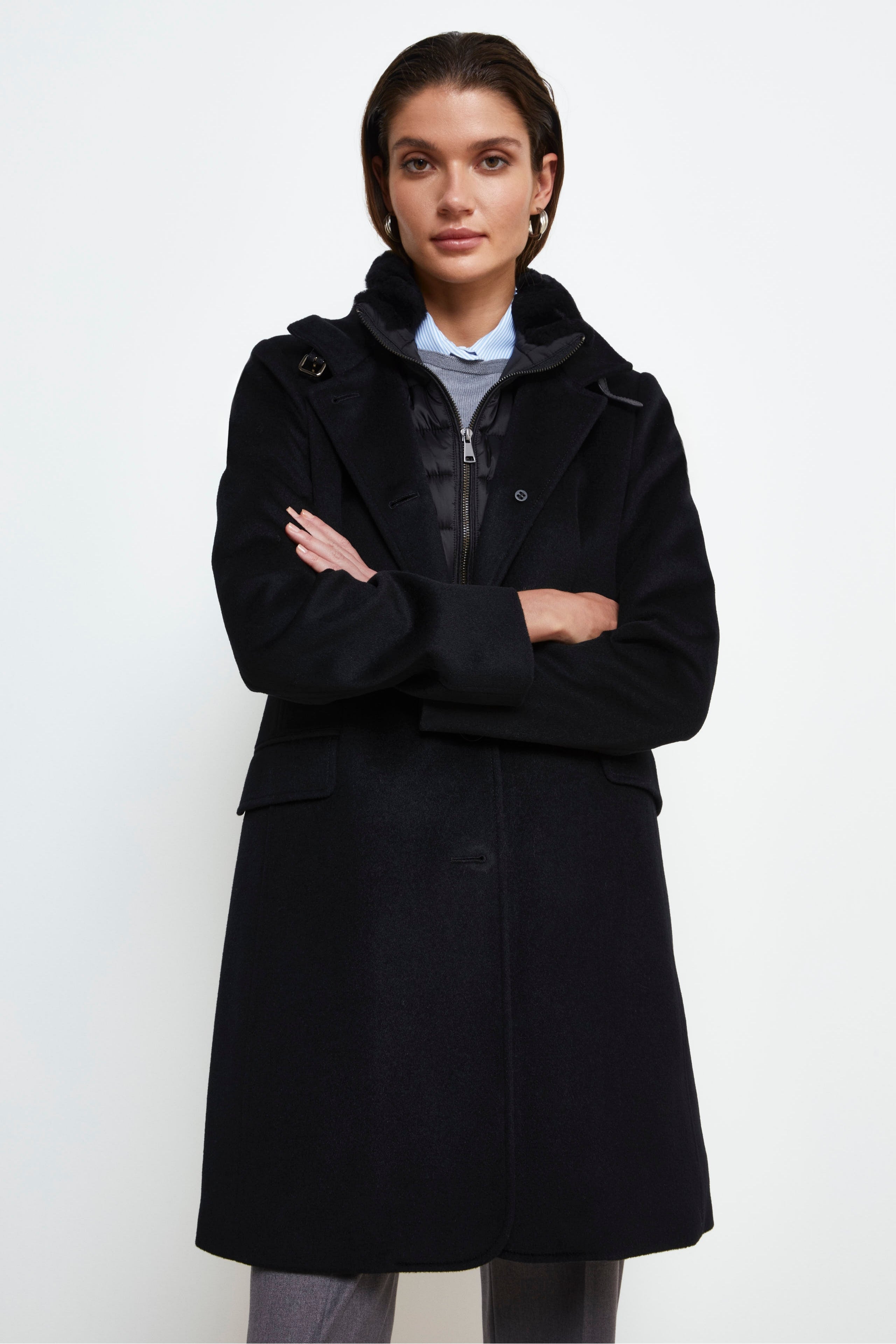 Midi Wool Coat - BLACK