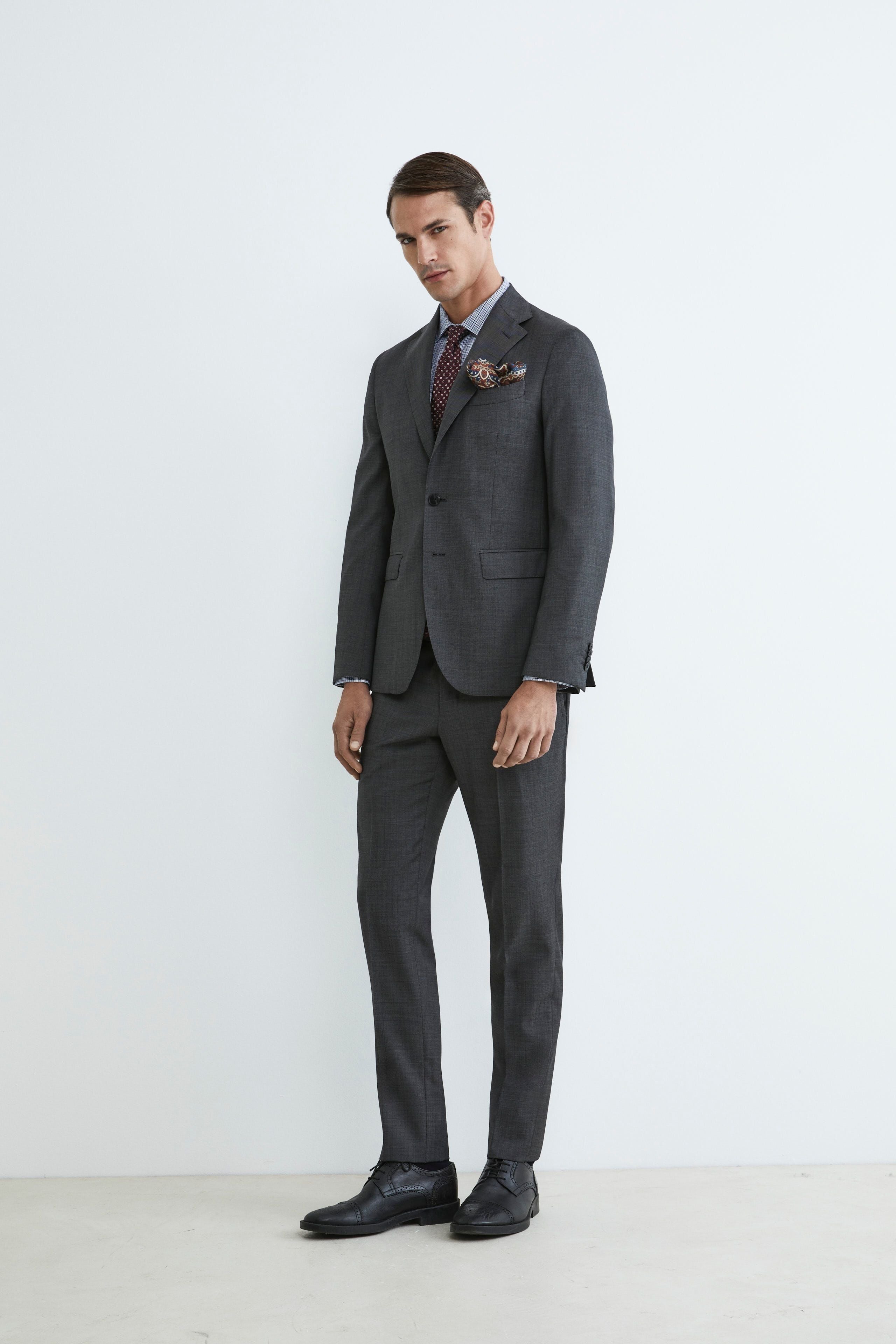 Grey single-breasted suit - GREY