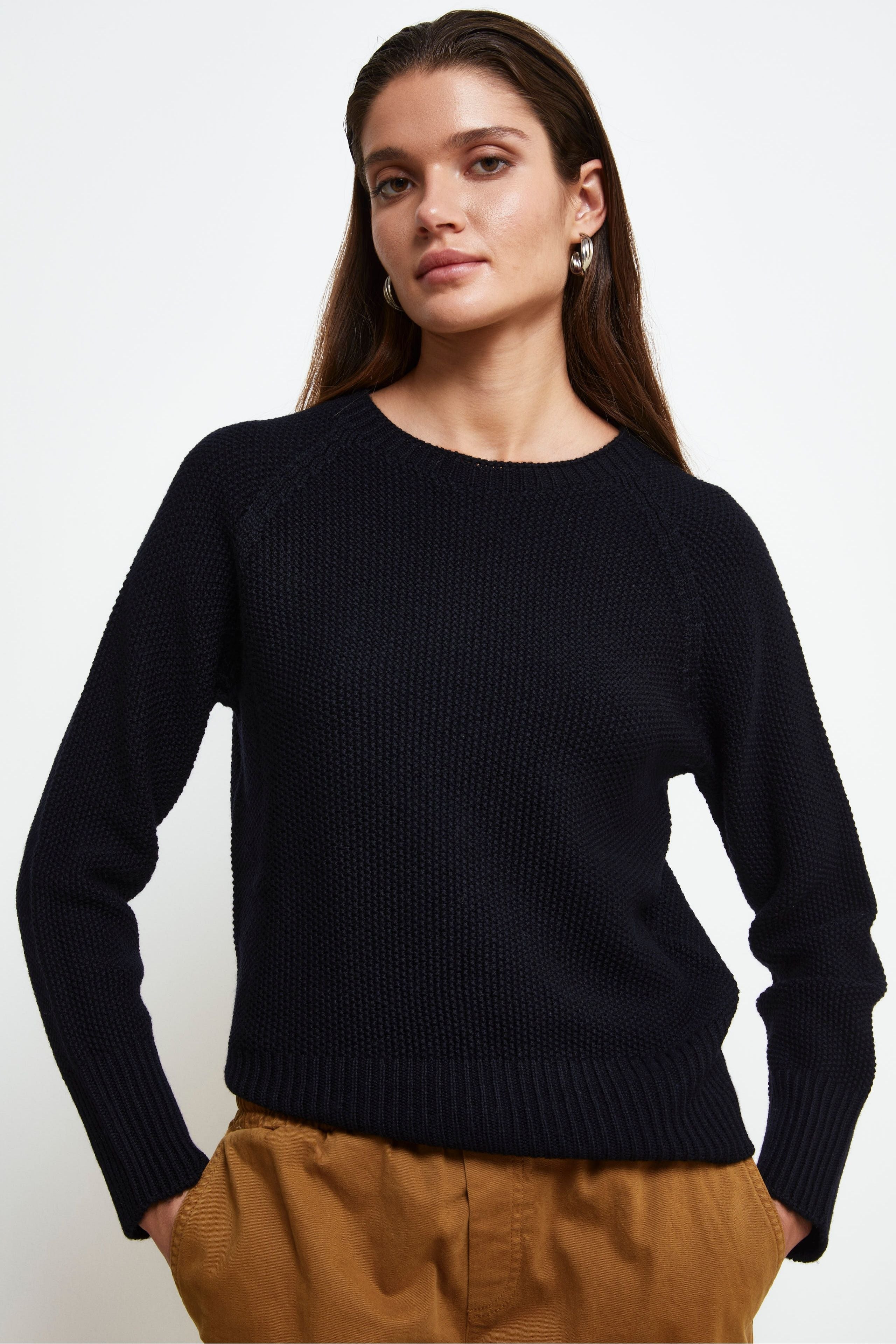 Maglia Girocollo in lana merino - NERO