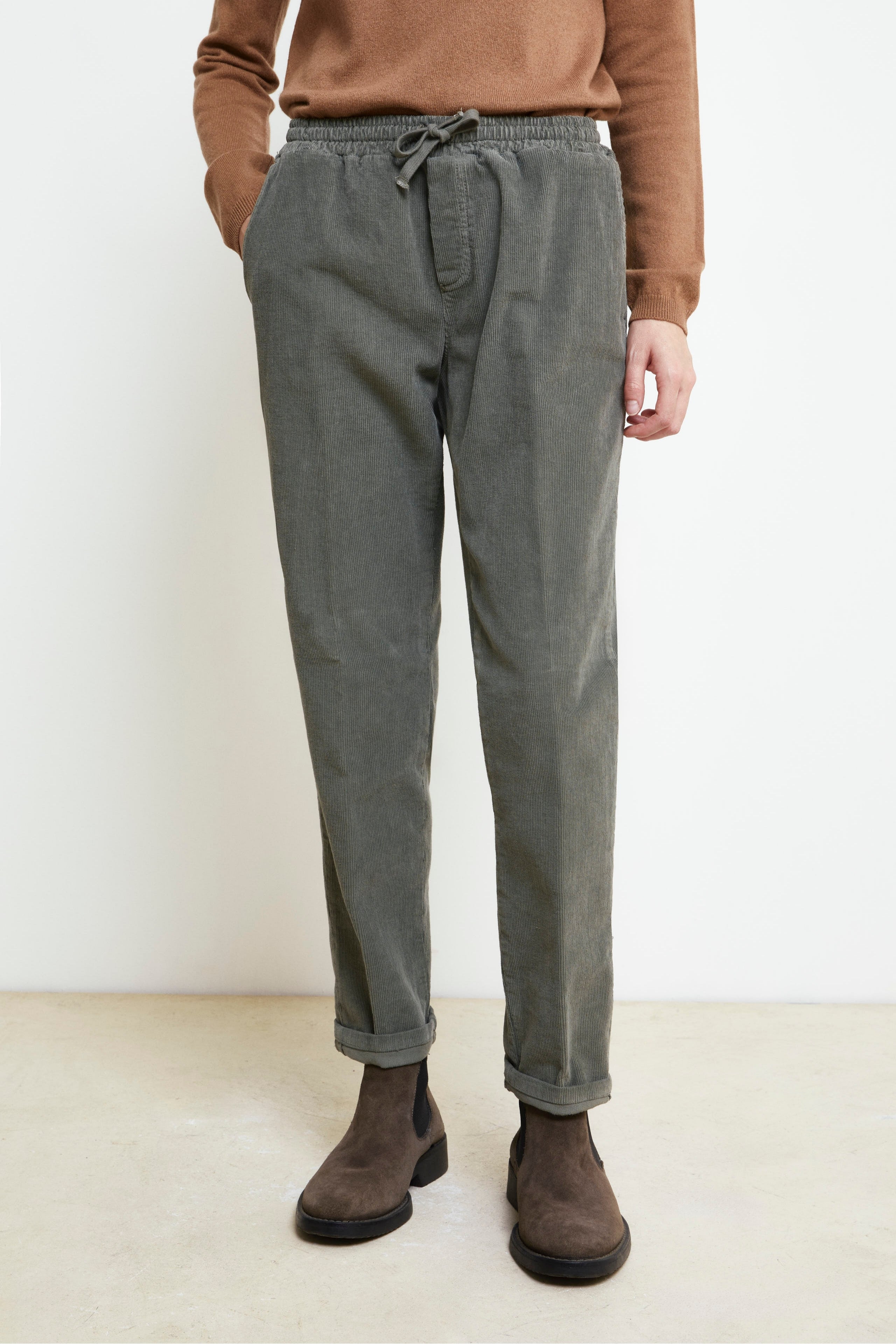 Velvet Jogger Trousers - Sage green