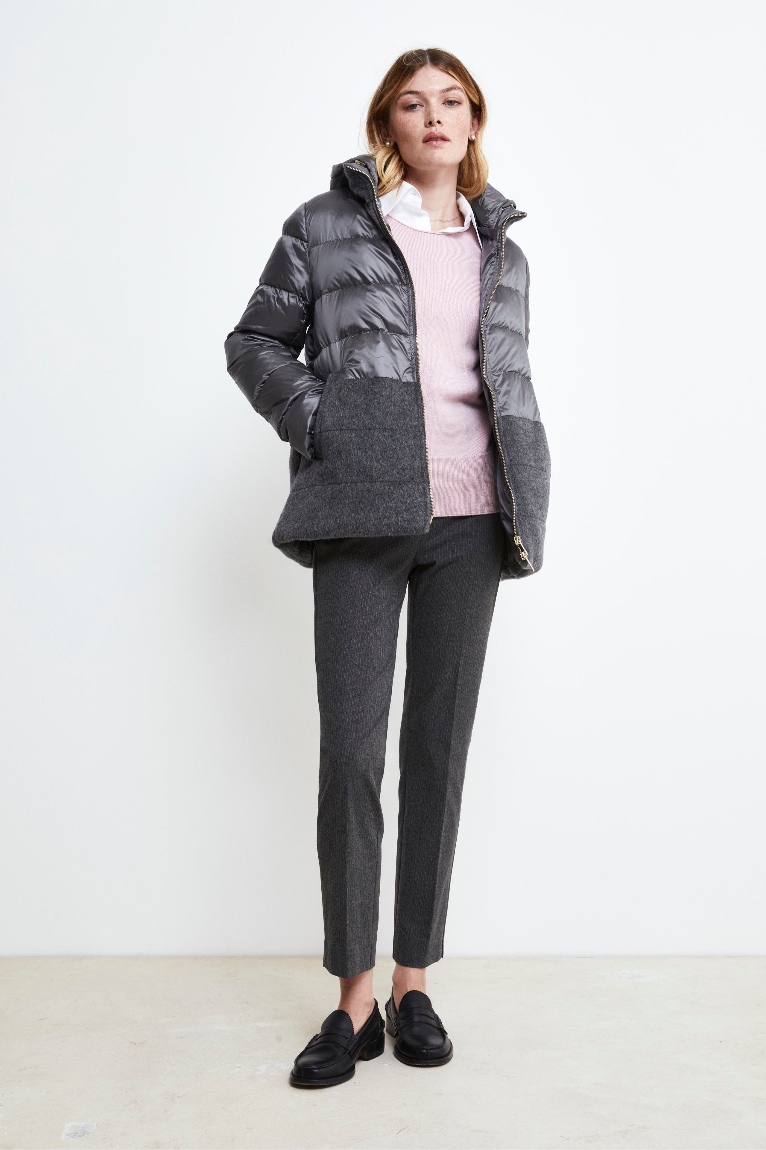 Double Fabric Padded Jacket - GREY