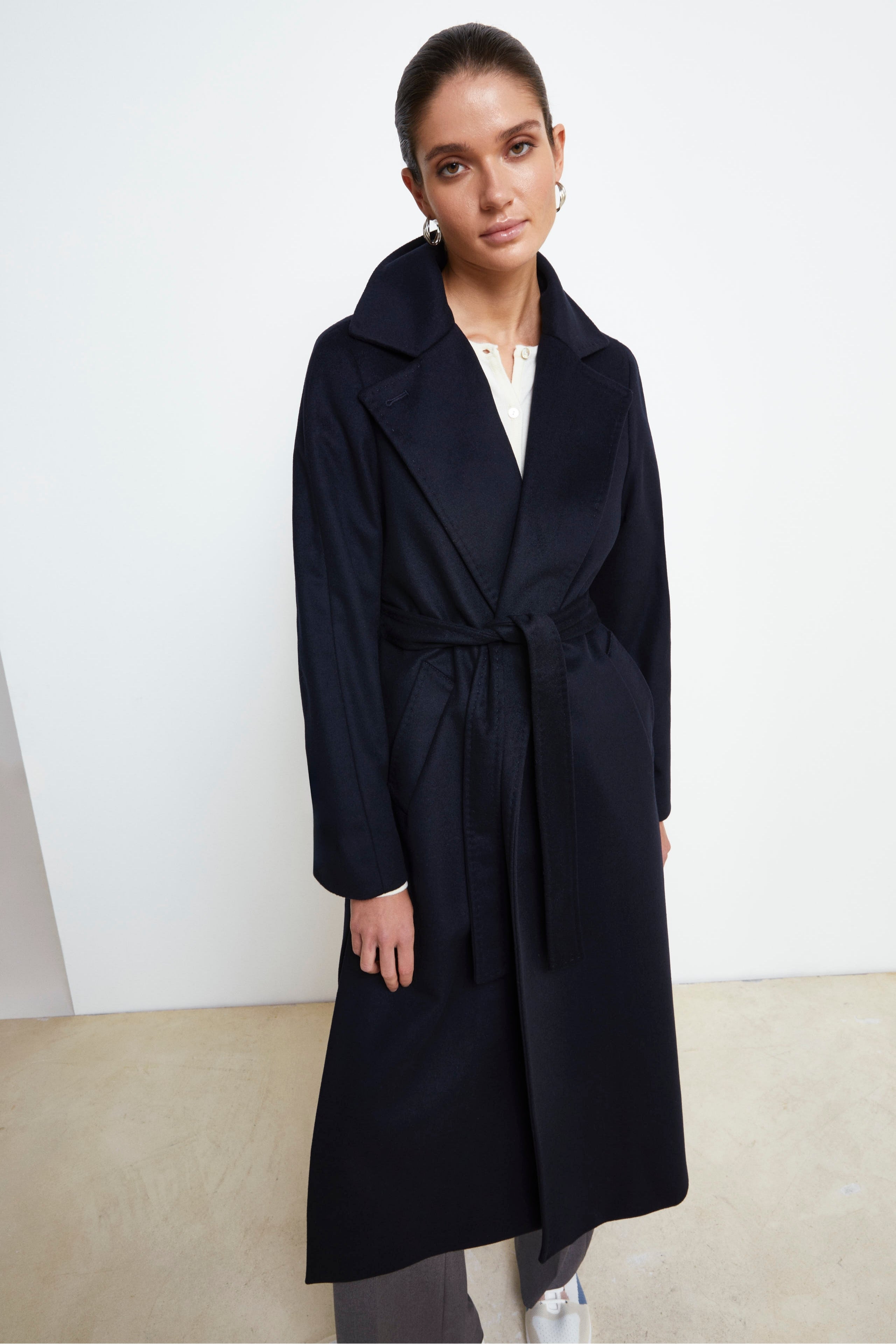 Long coat in wool and cashmere - BLUE