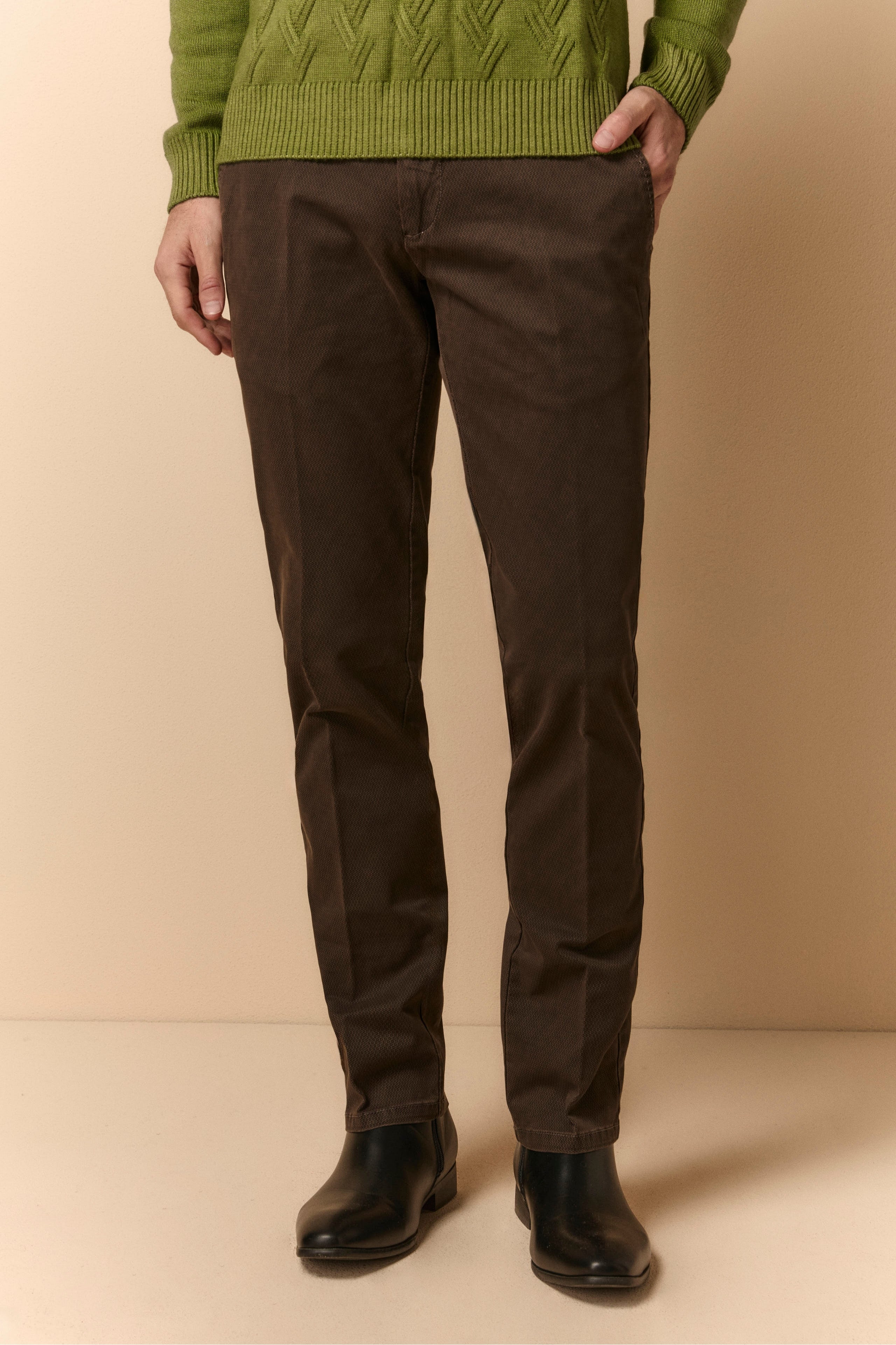 Pantalone Fantasia Slim Fit in Gabardina - FANT. MORO