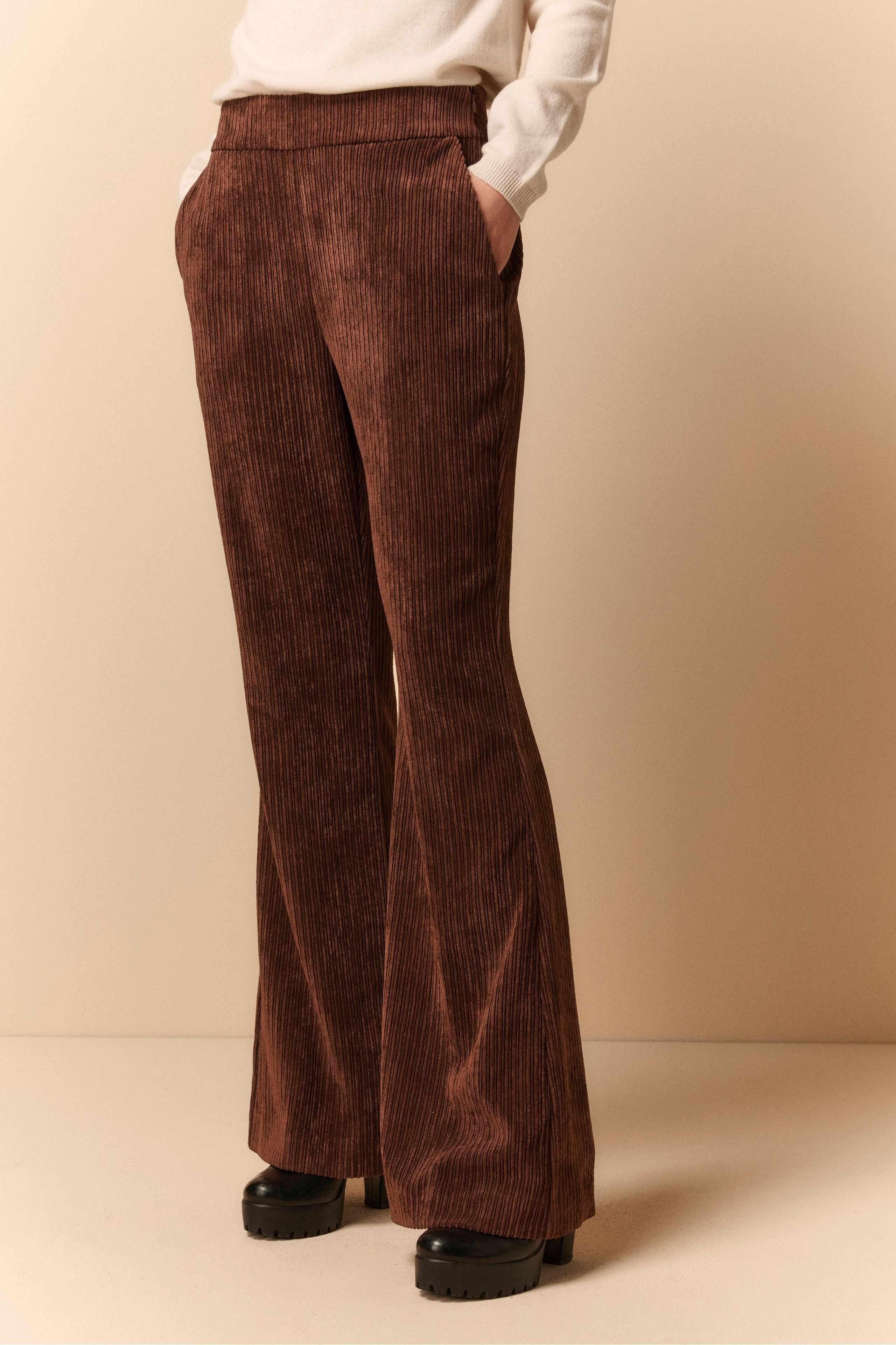 Flared Trousers in Velvet - -