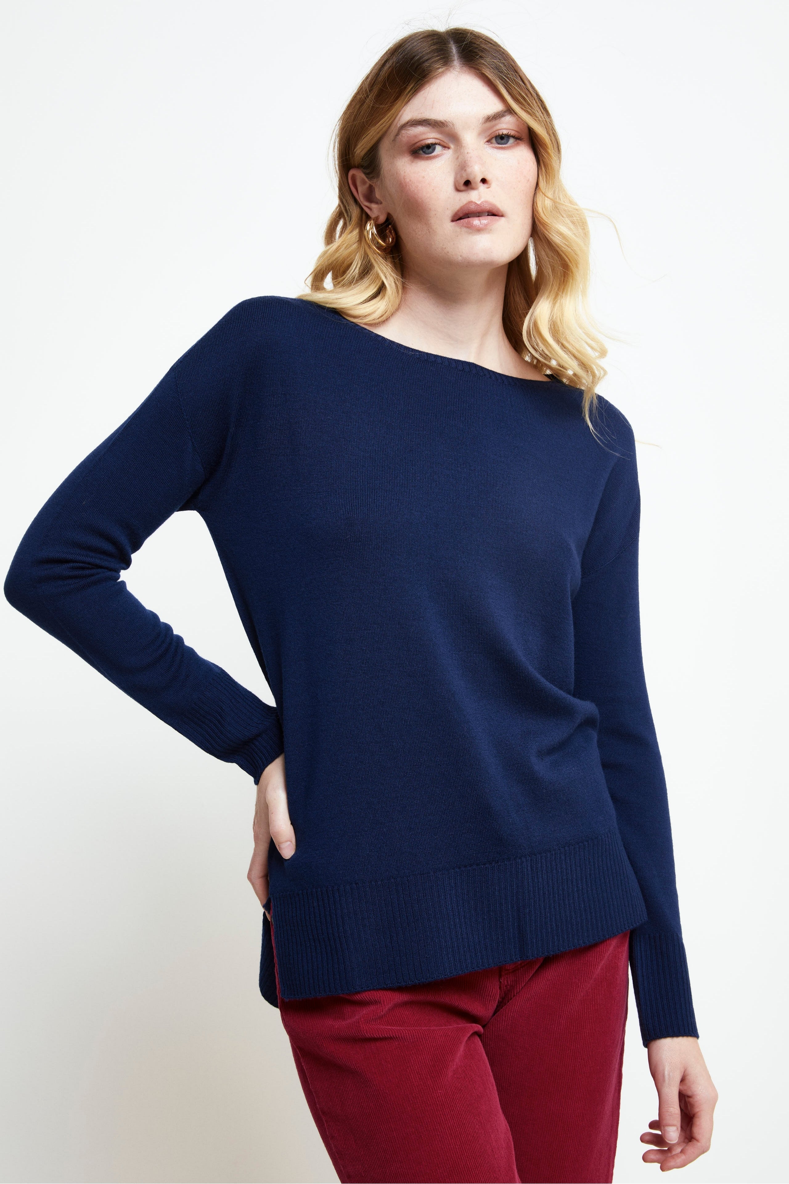 Maglia Barchetta Over in Lana Merino - NAVY