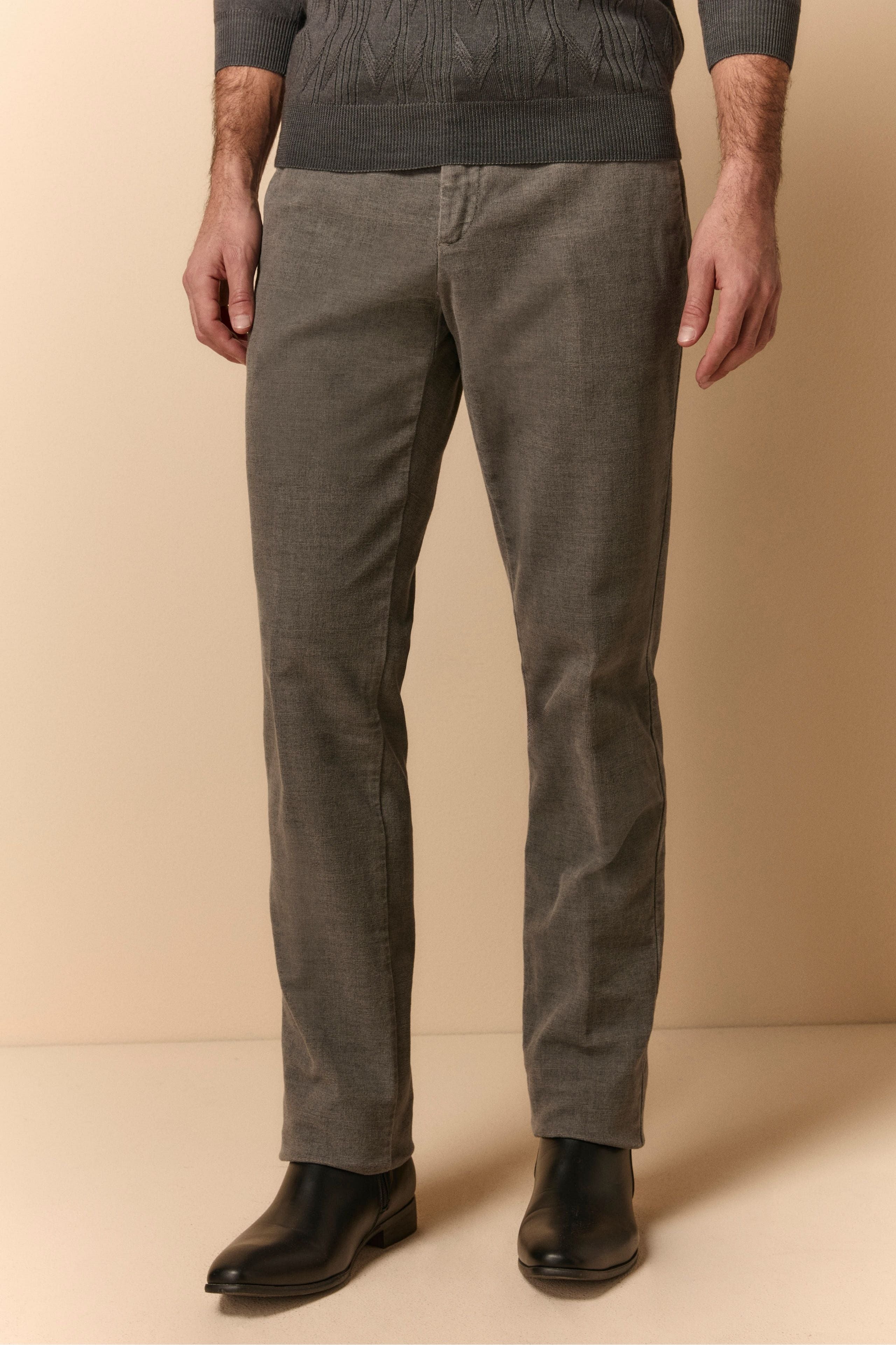 Pantalone Microrete Regular Fit - GRIGIO MICROEFFETTO