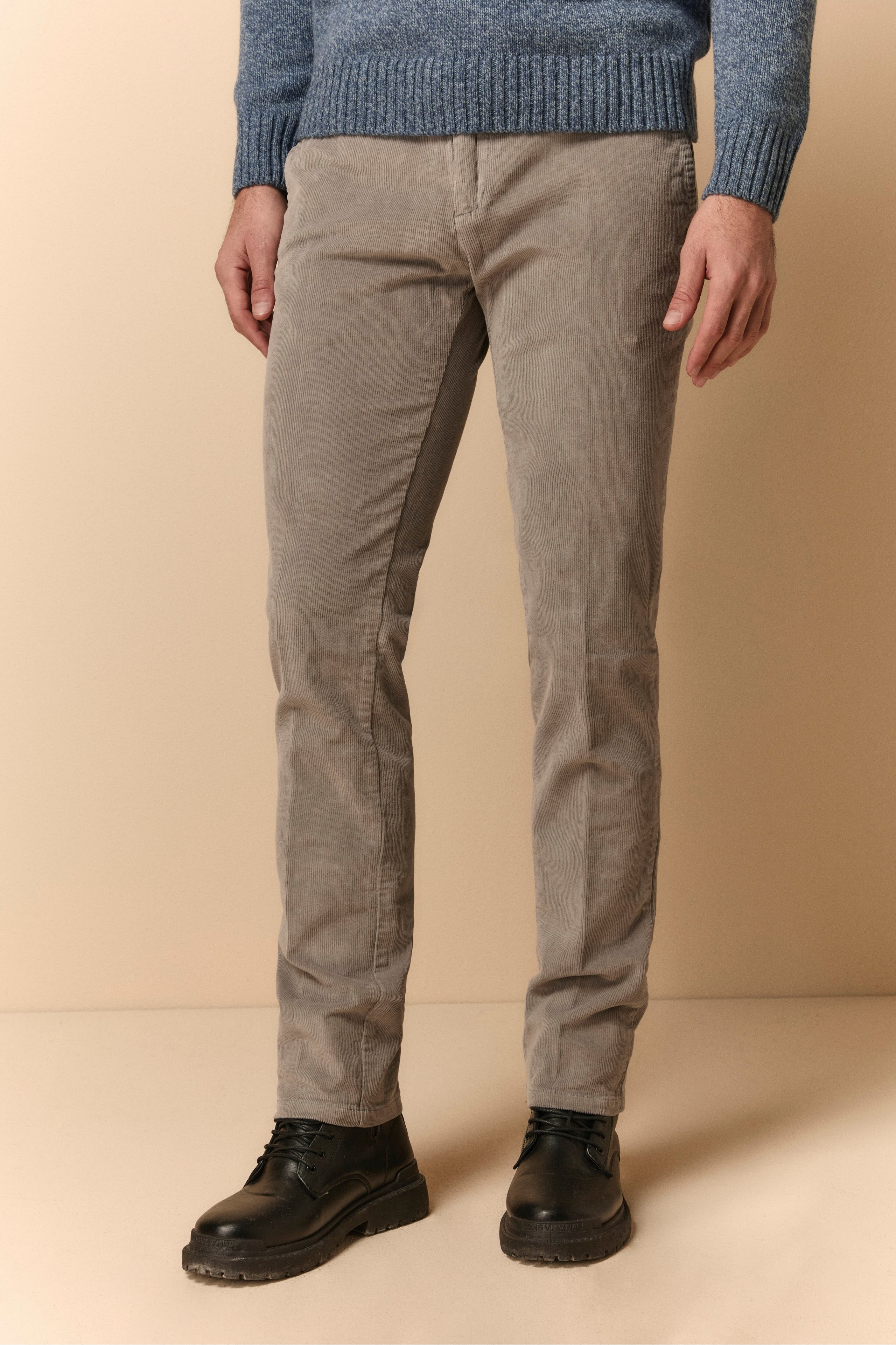 Slim Fit Velvet Pants - GREY