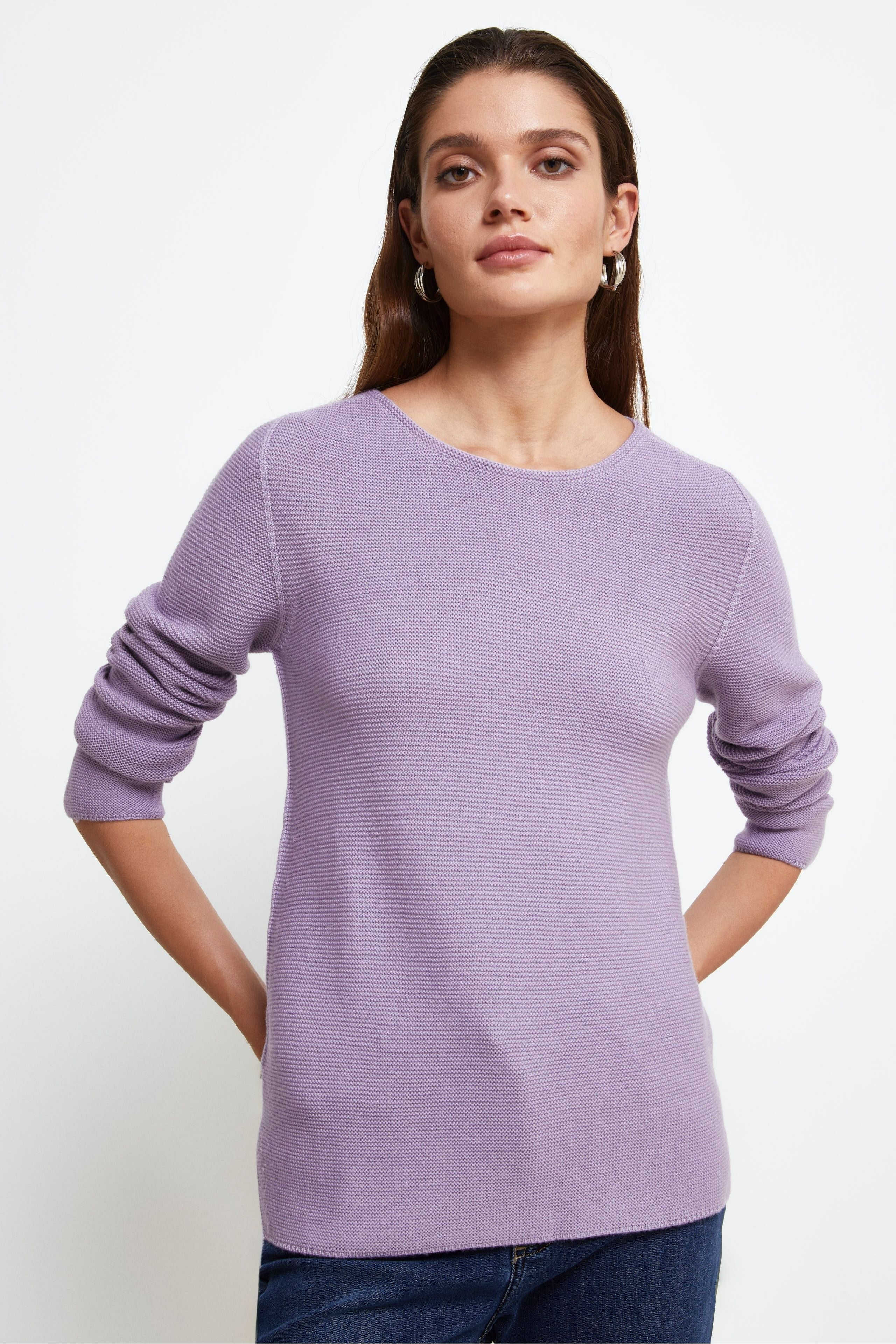 Maglia Barchetta in Lana Merino - LAVANDA