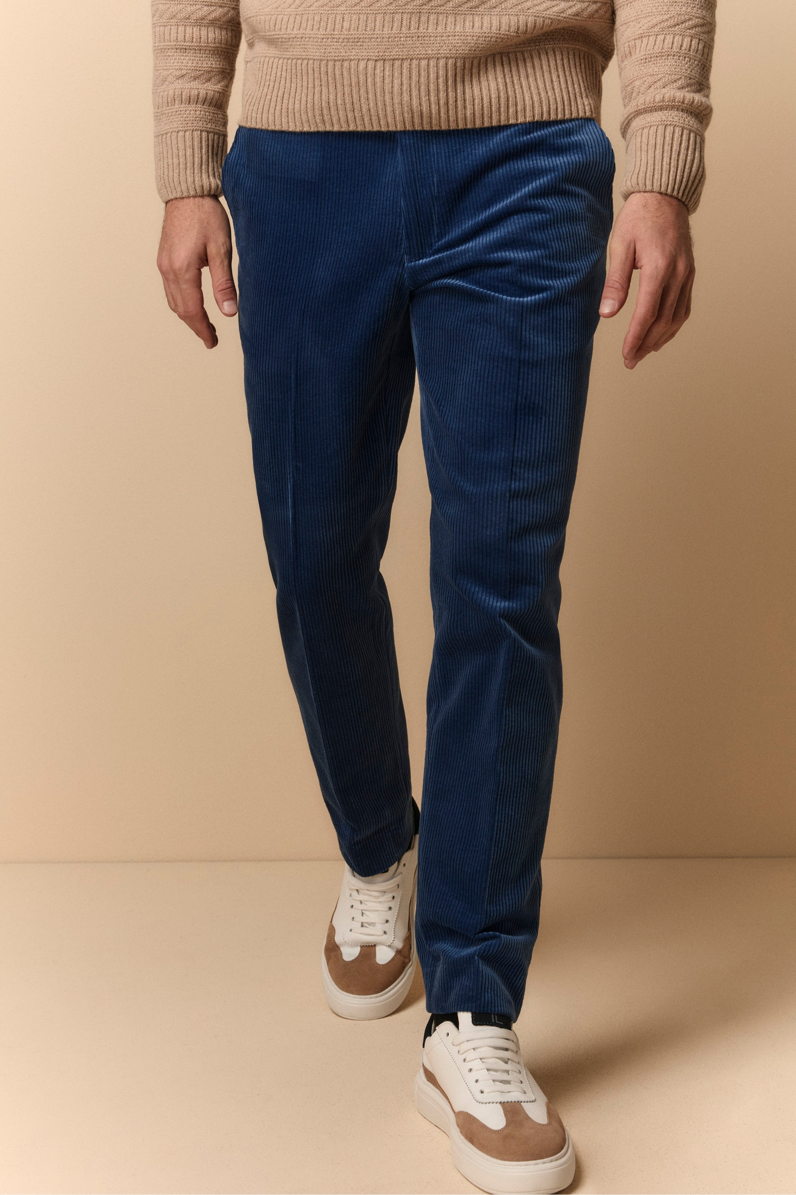 Pantalone in Velluto Regular Fit - BLU APERTO