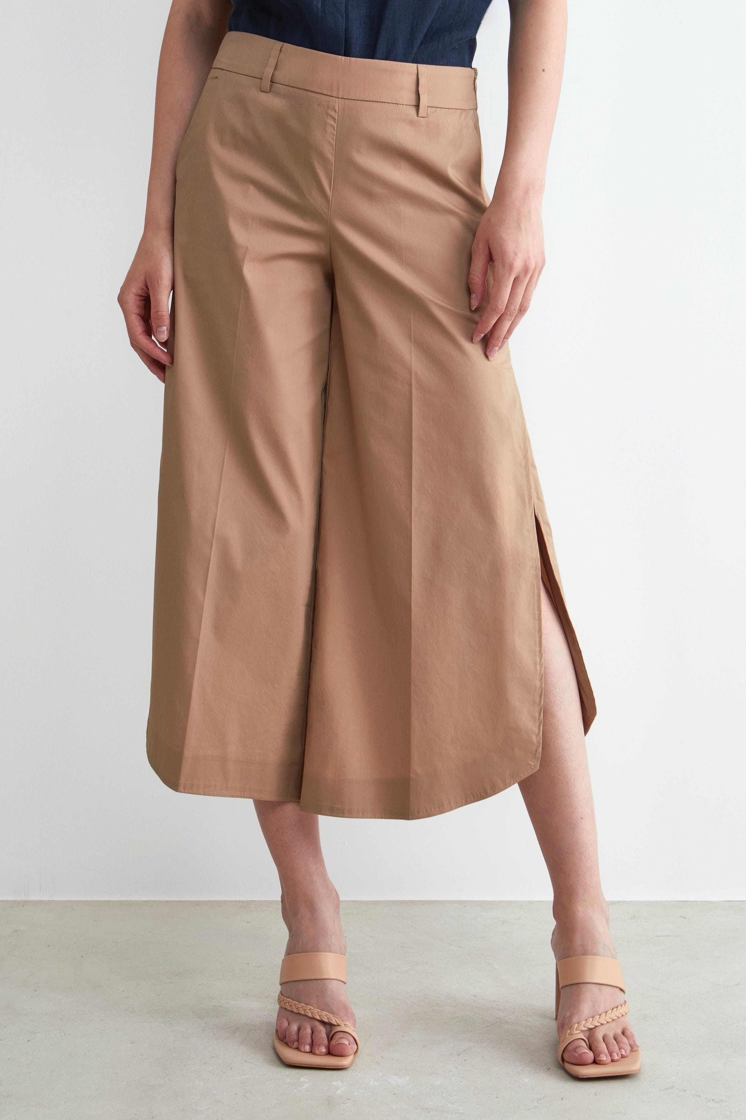 Culotte Trousers with Slits - KAKI