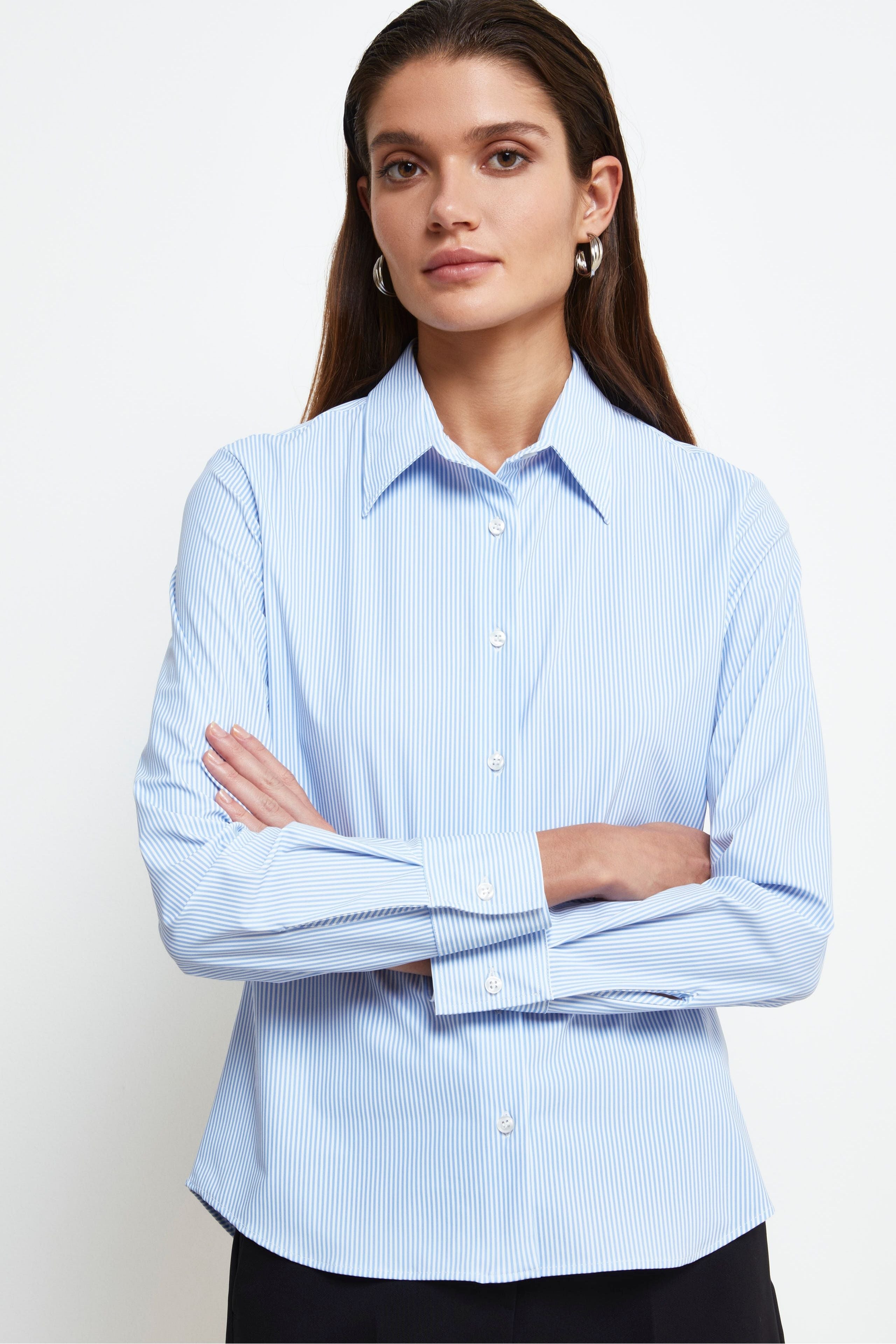 Camicia Jersey con Pinces - AZZURRO RIGATO