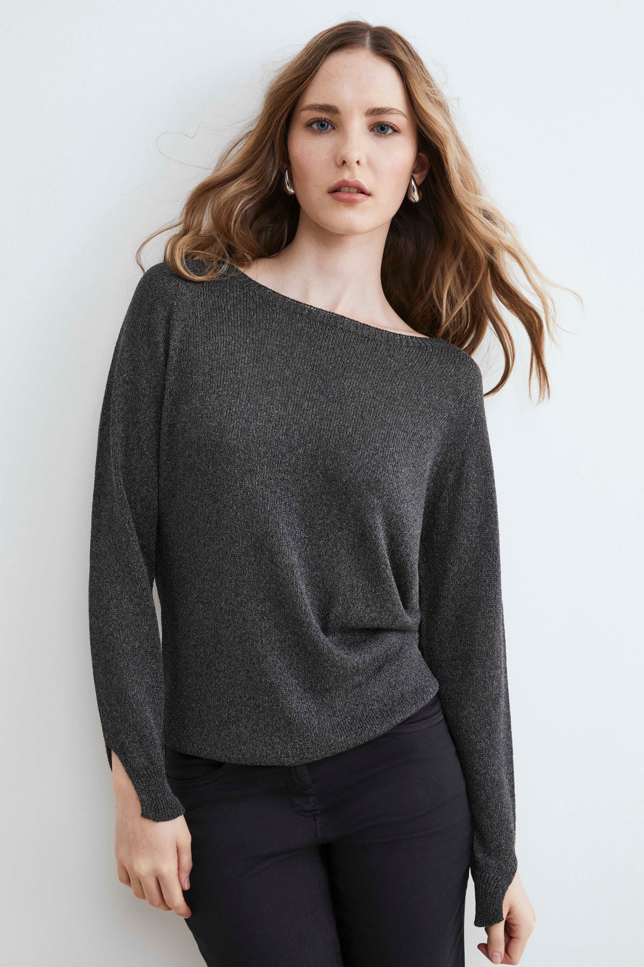 Boat-neck sweater - Lead grey
