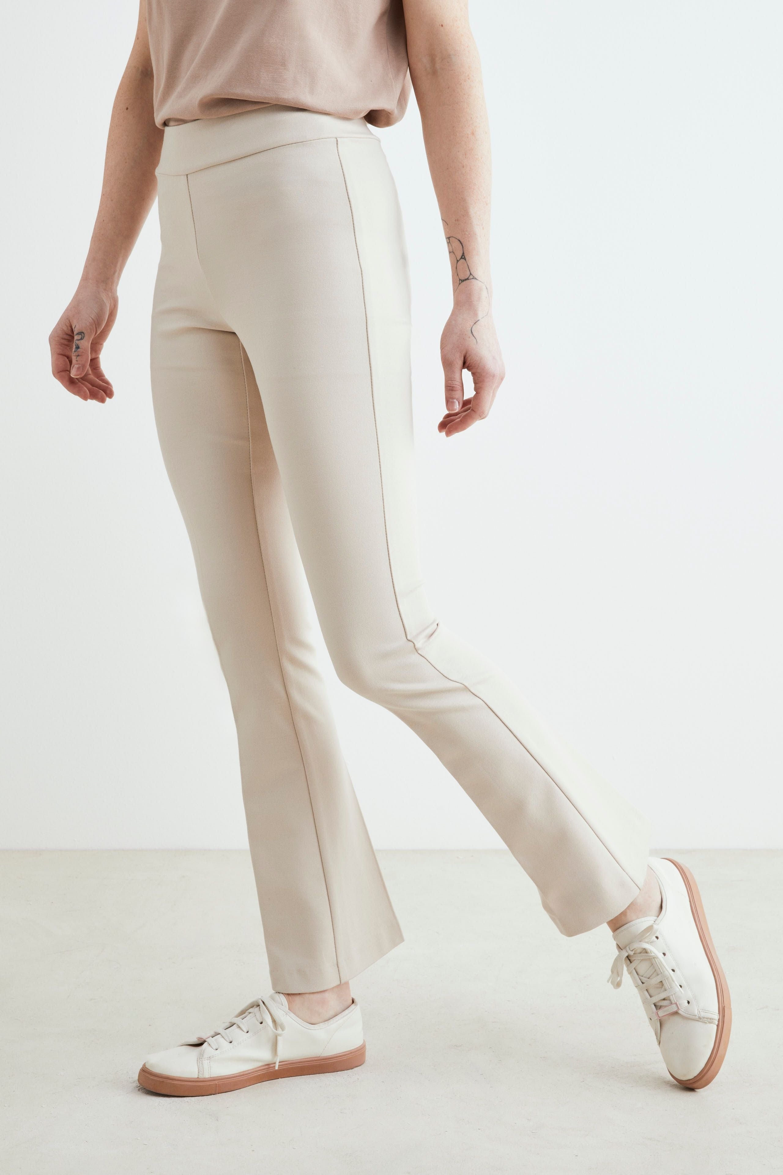 Jersey palazzo trousers - Chalk white