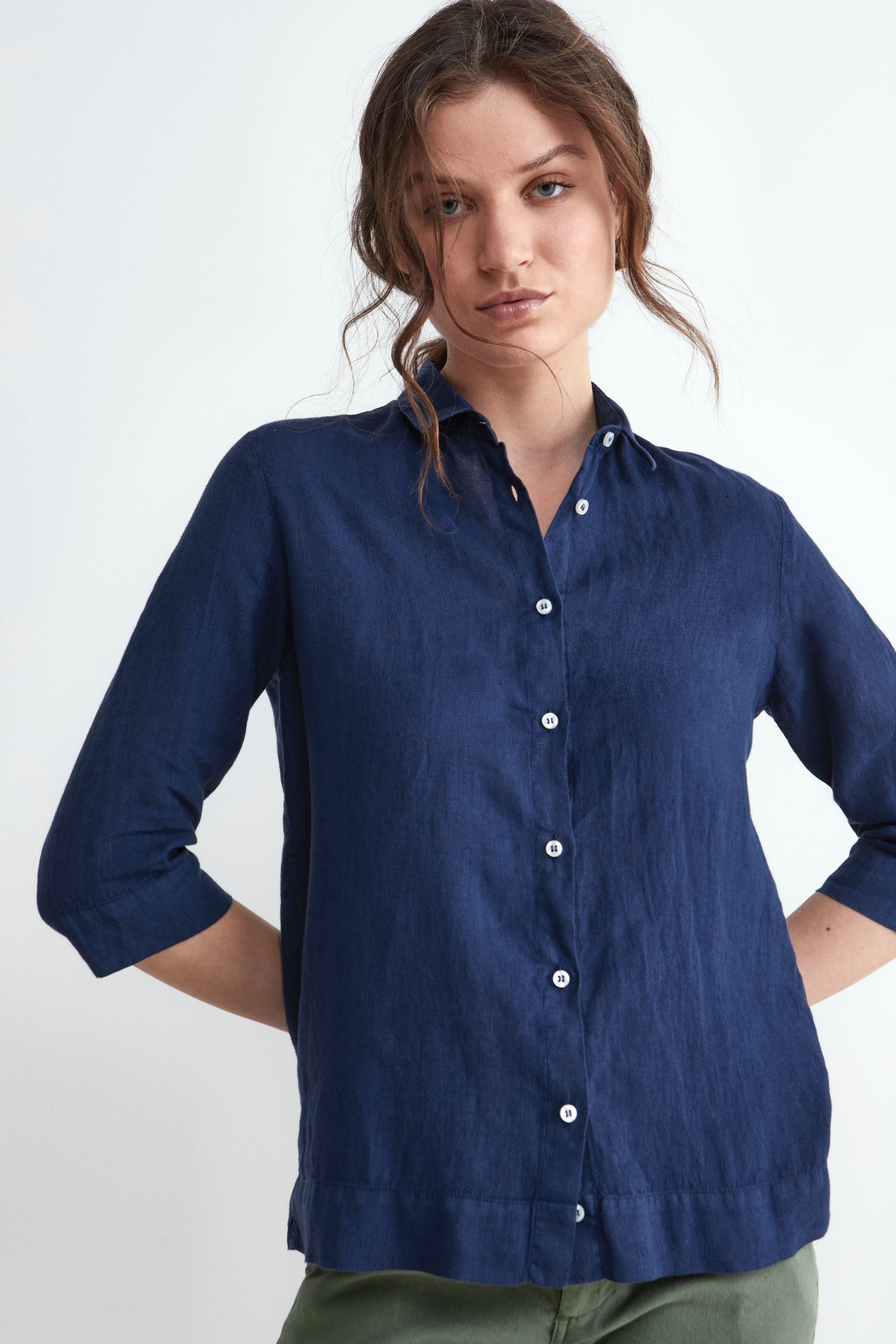 Camicia Regular in Lino - BLU COPIATIVO