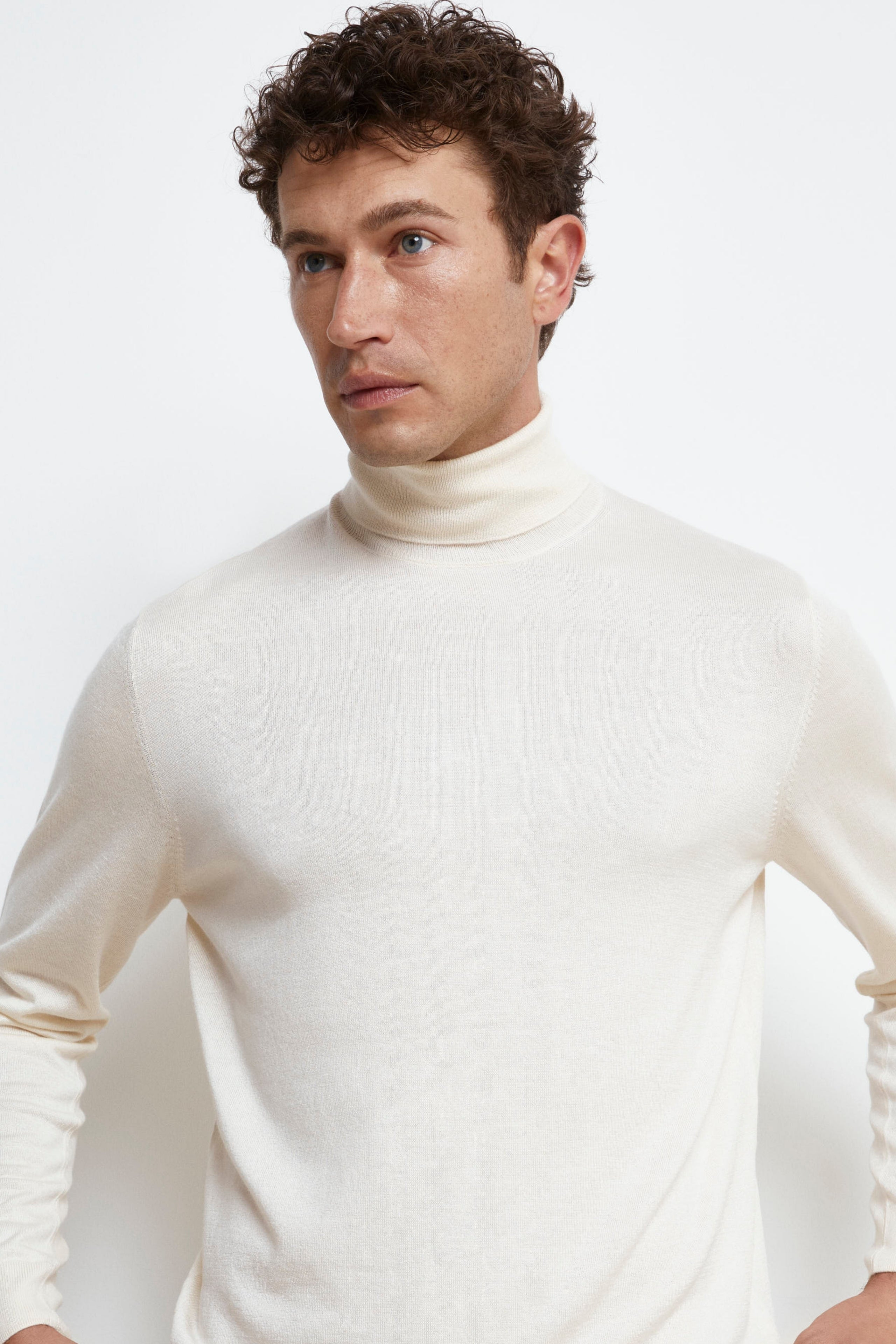 Maglia dolcevita in seta e cashmere - AVORIO