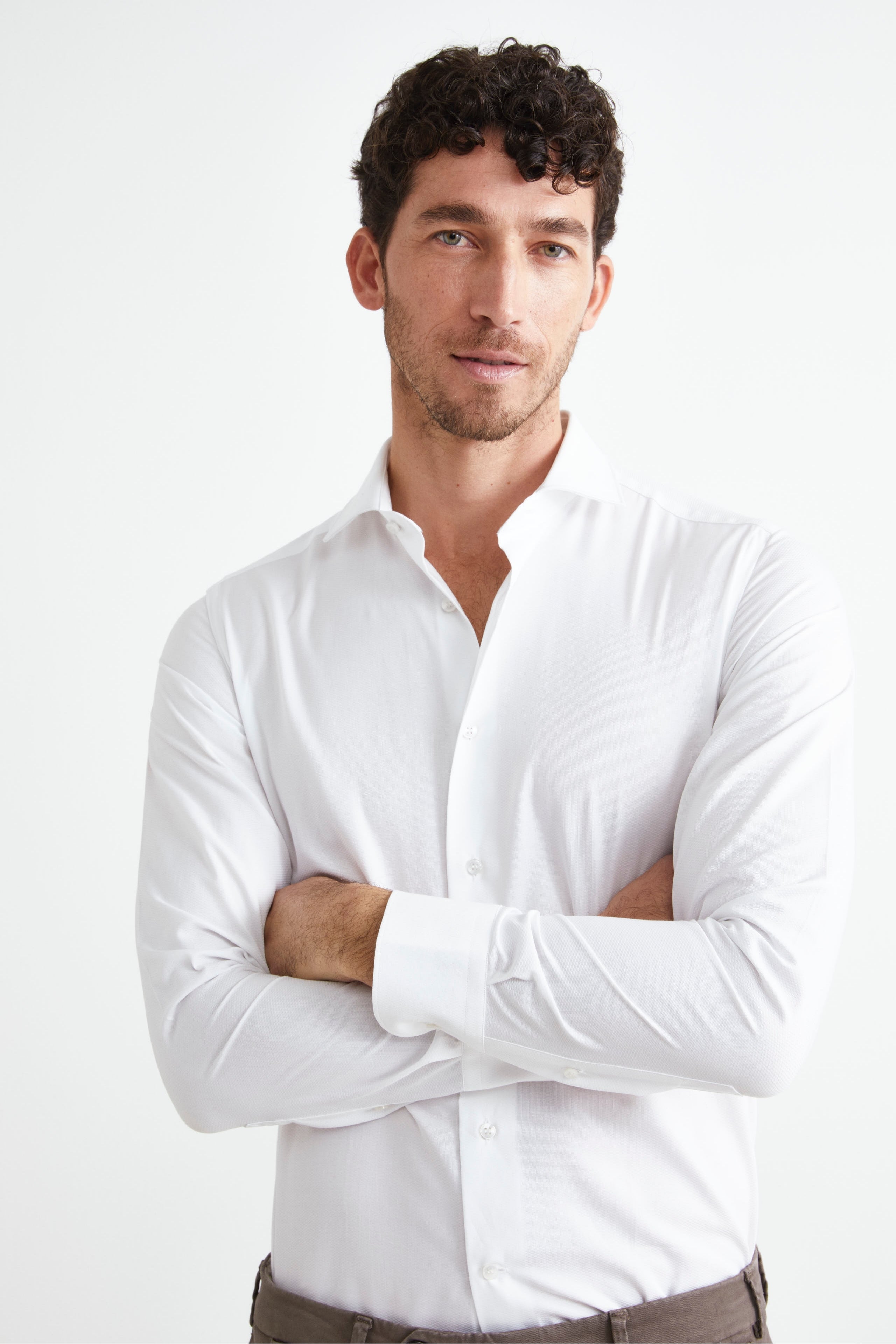 Camicia Classica Slim Fit in Cotone - BIANCO