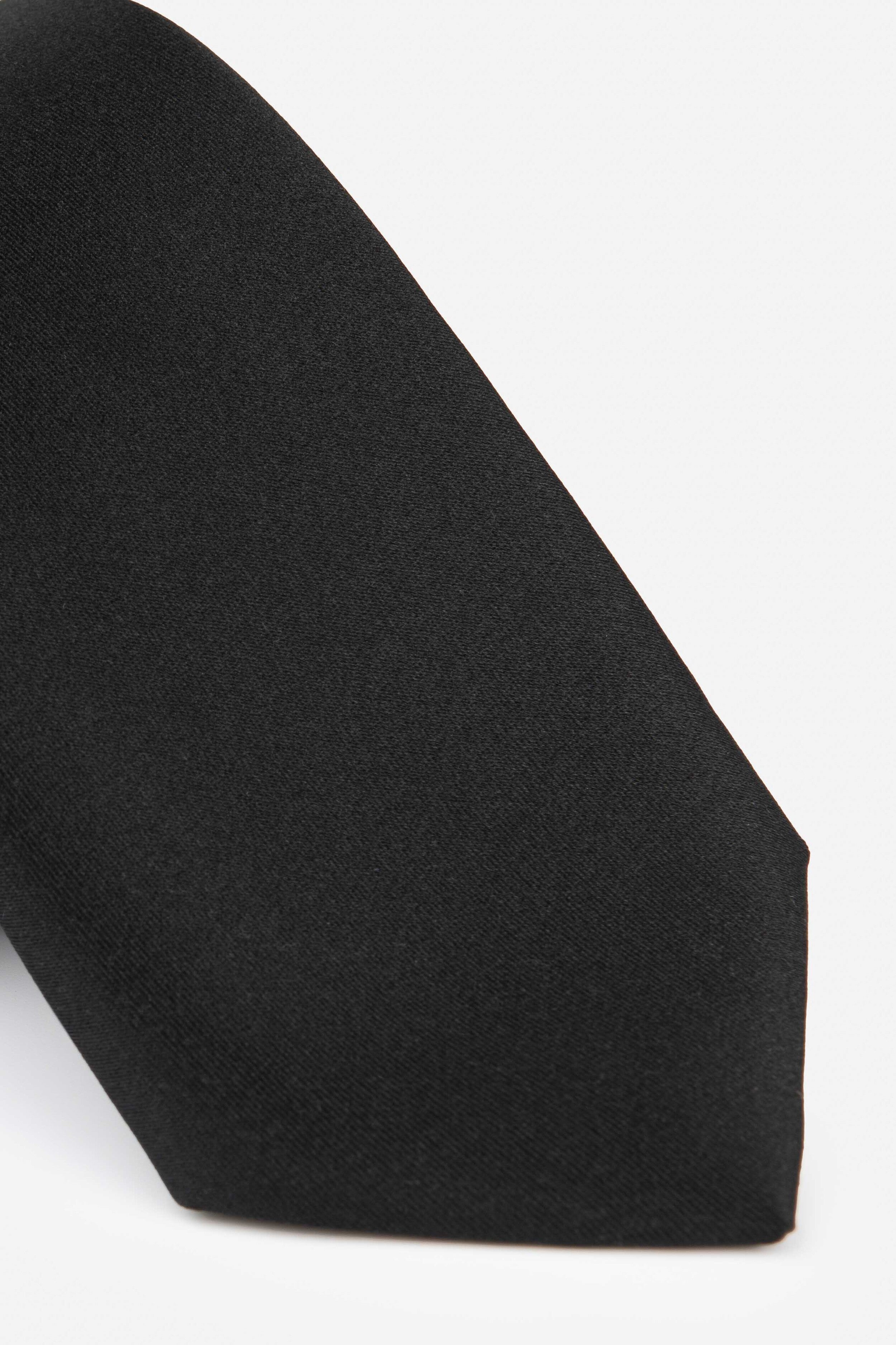 Blue silk satin tie - BLACK