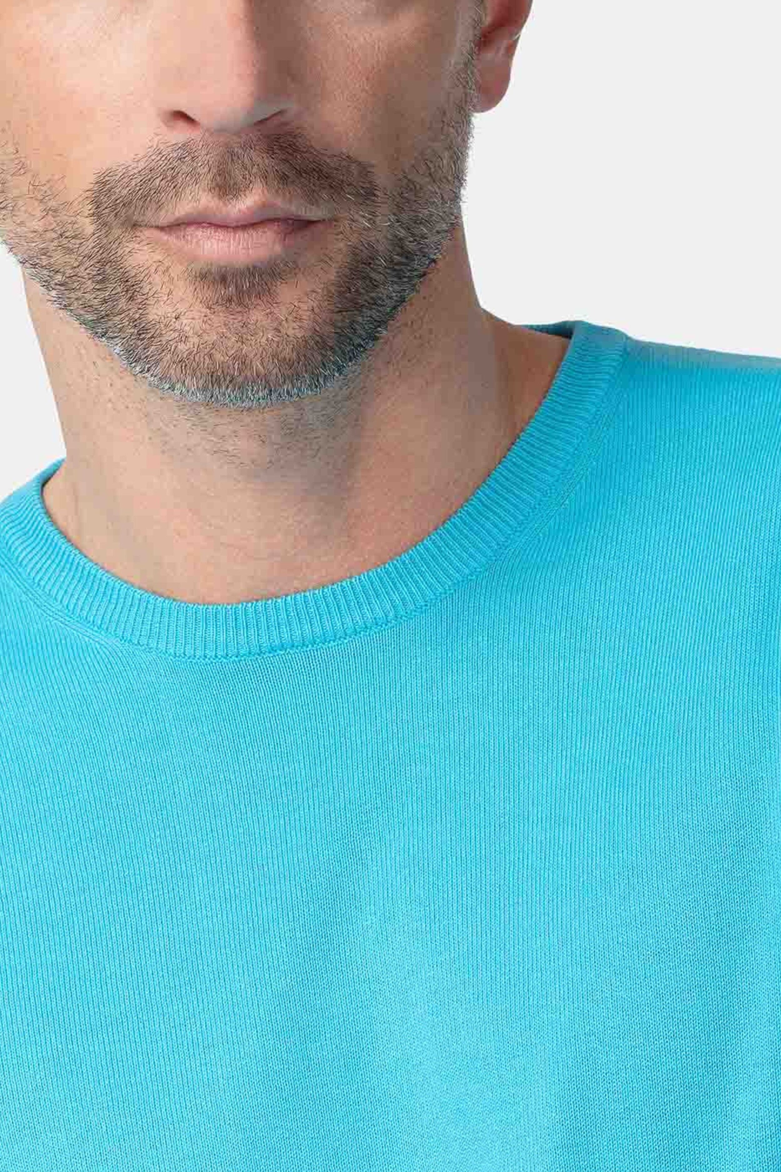 Cotton crewneck sweater - Aqua green