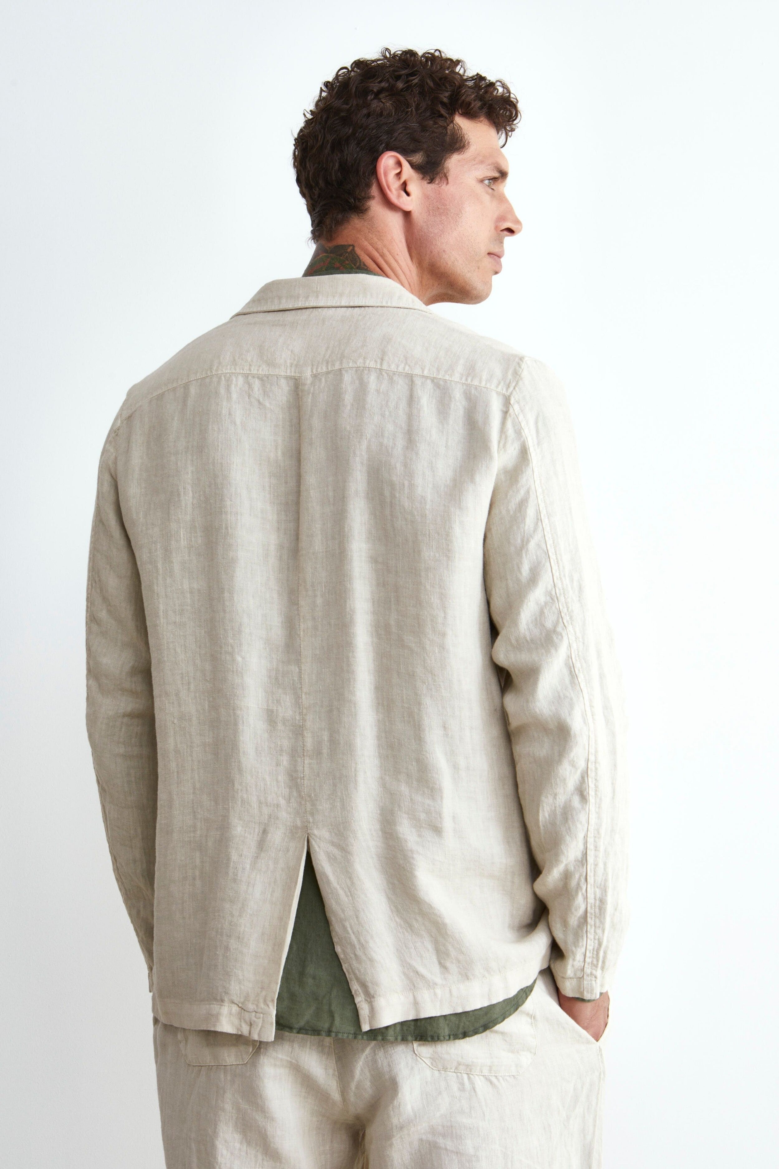 Beige Linen Jacket - BEIGE