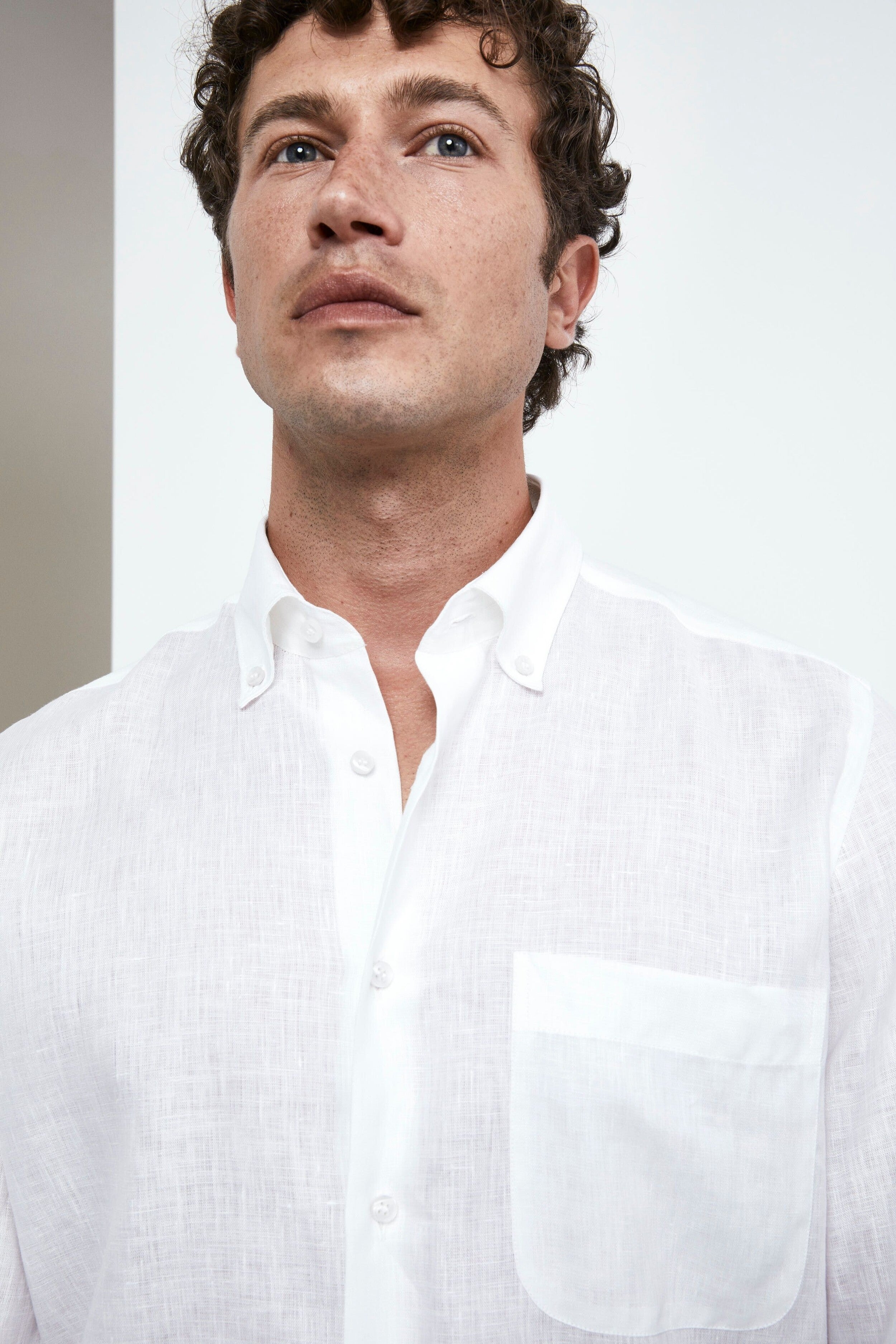 Regular Fit Linen Shirt - WHITE