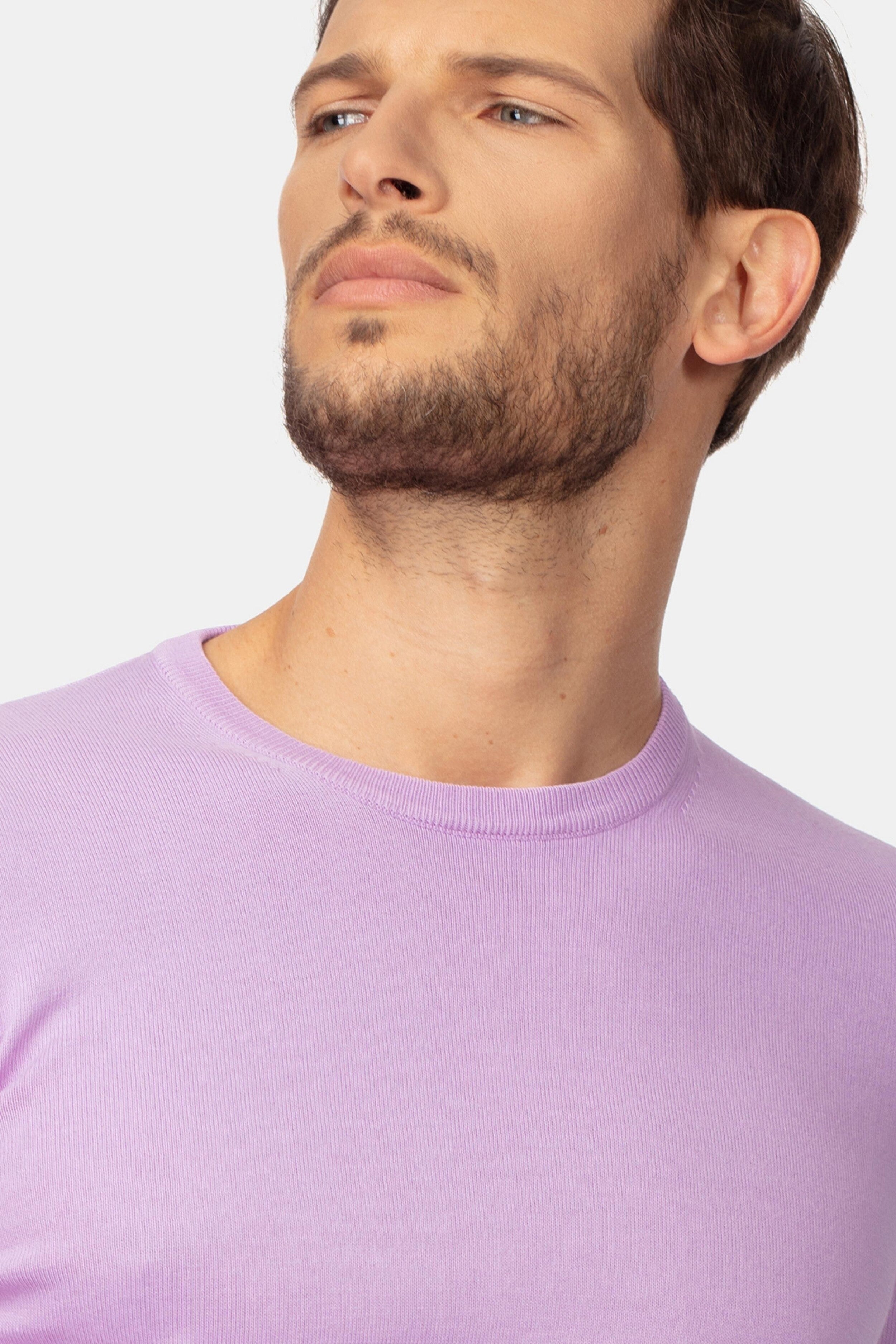 Cotton crewneck sweater - Wisteria purple