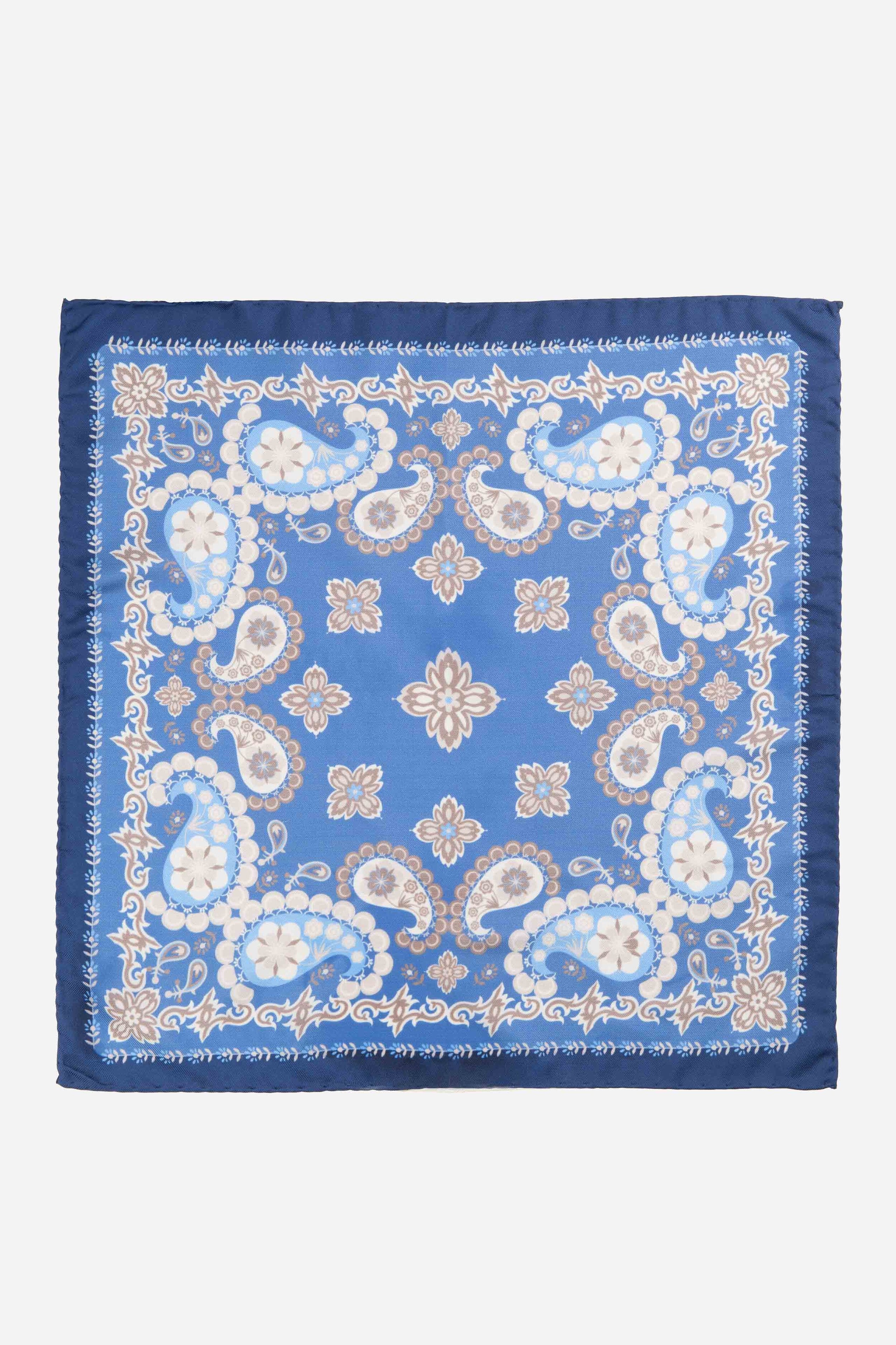 Pochette imprimée en cachemire - Motif bleu clair