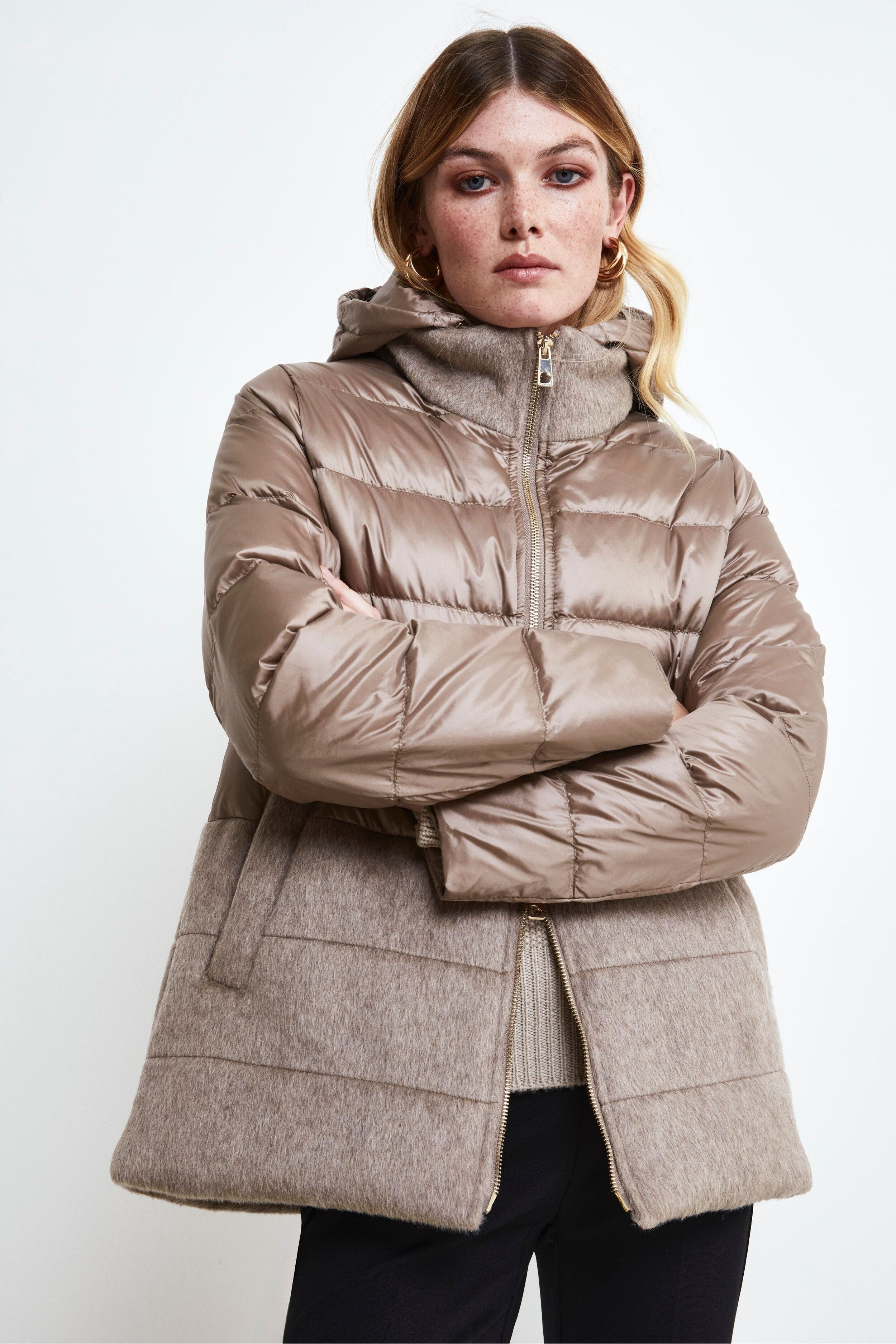 Daunenjacke aus Doppeltuch - BEIGE