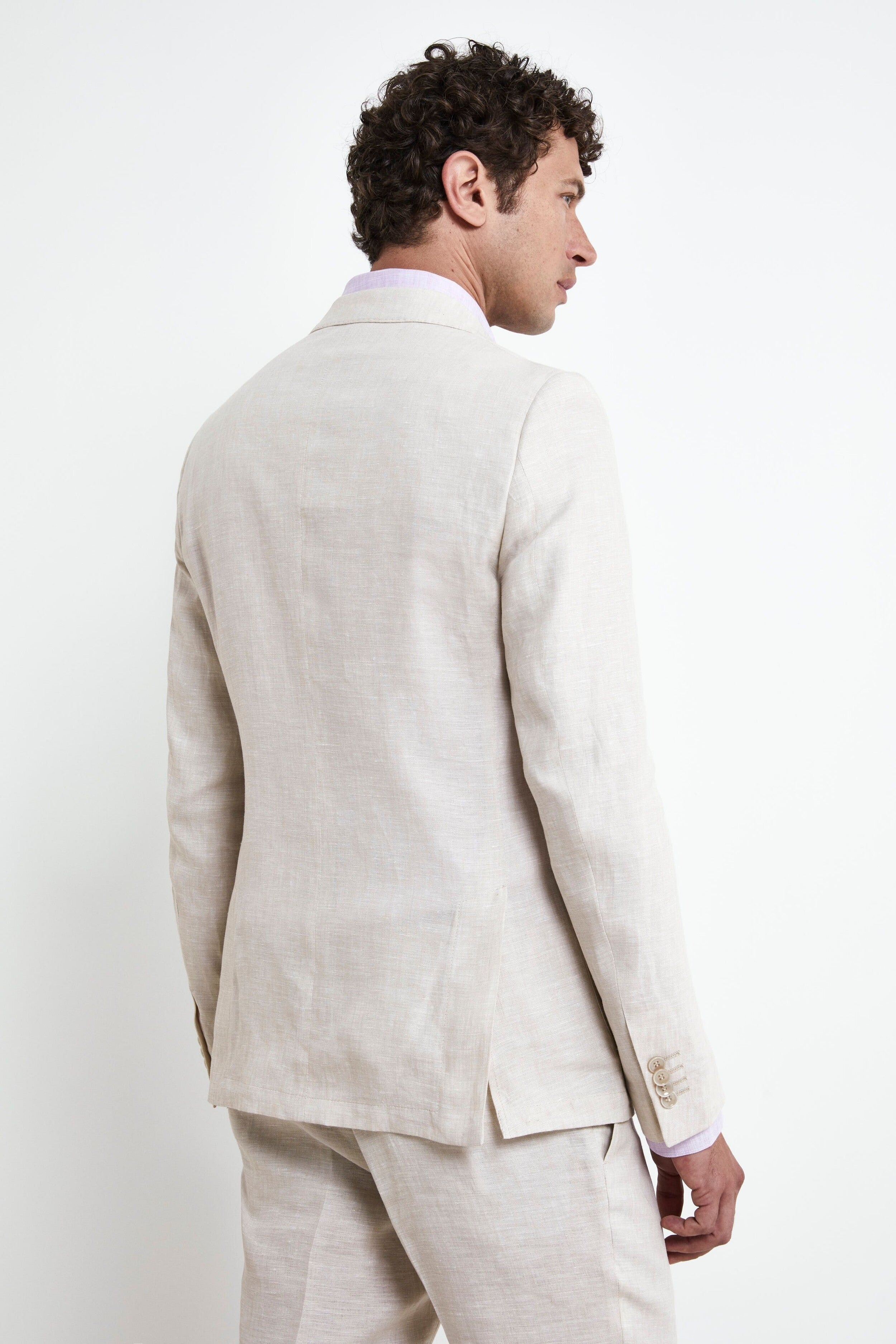 Abito in lino slim fit - BEIGE