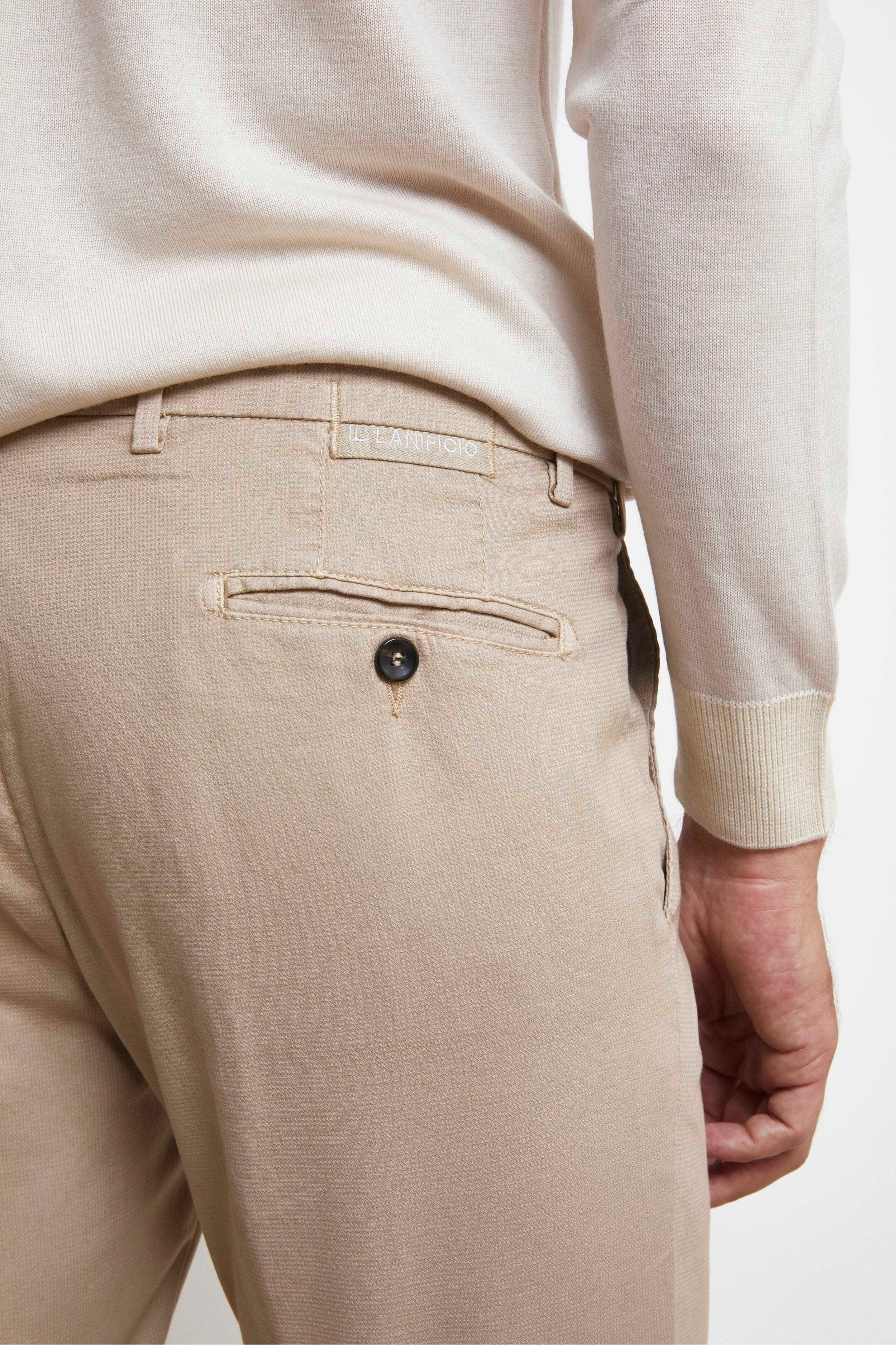 Slim Fit Cotton Pants - BEIGE